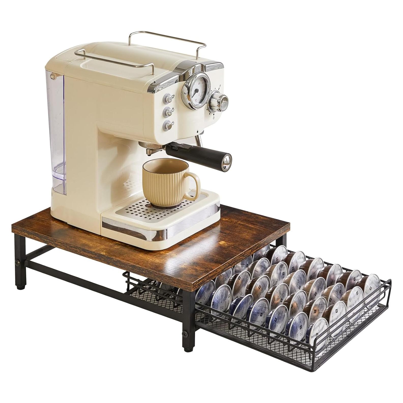 Soporte para Cápsulas de Café IBUYKE, 40 Cápsulas, Marrón Rústico