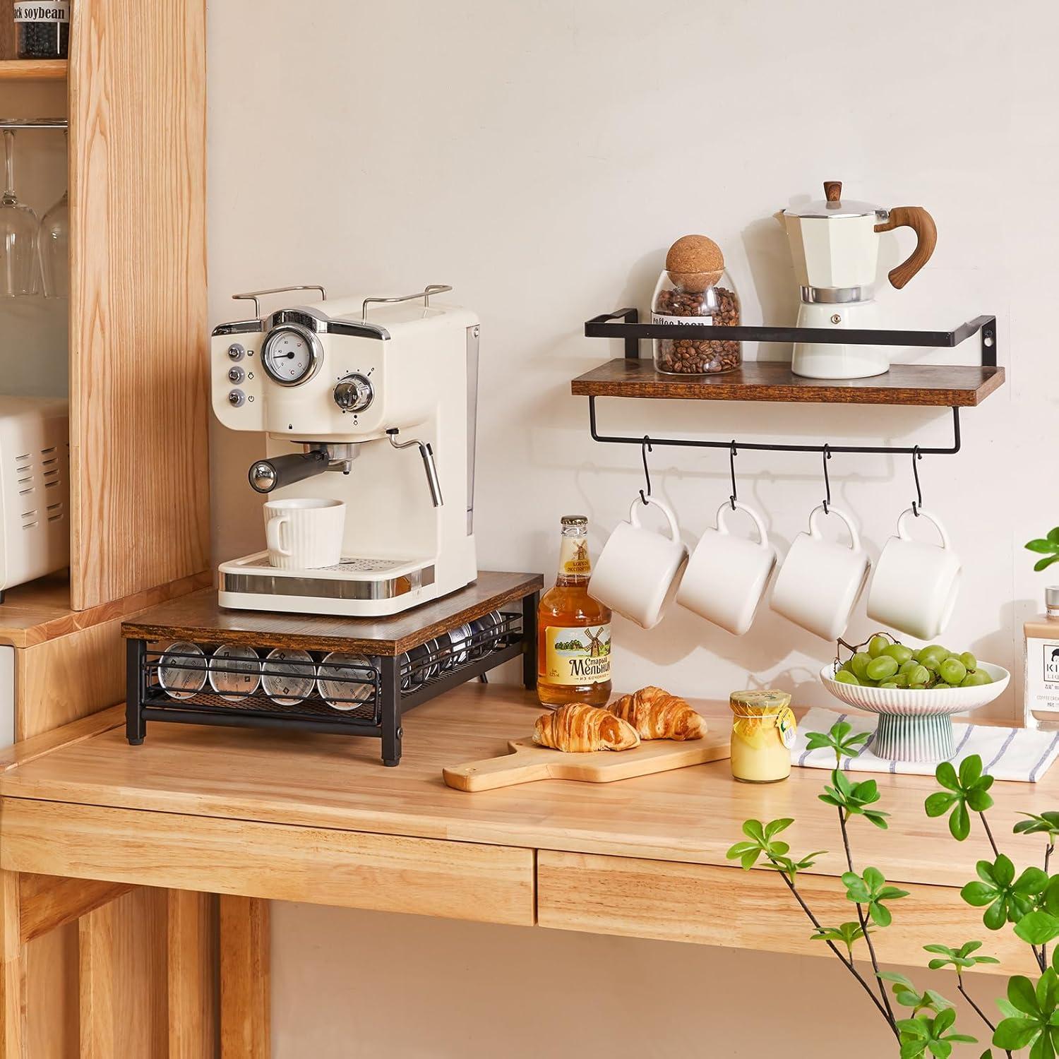 Soporte para Cápsulas de Café IBUYKE, 40 Cápsulas, Marrón Rústico