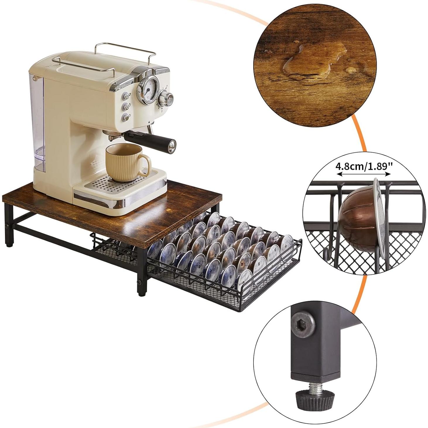 Soporte para Cápsulas de Café IBUYKE, 40 Cápsulas, Marrón Rústico