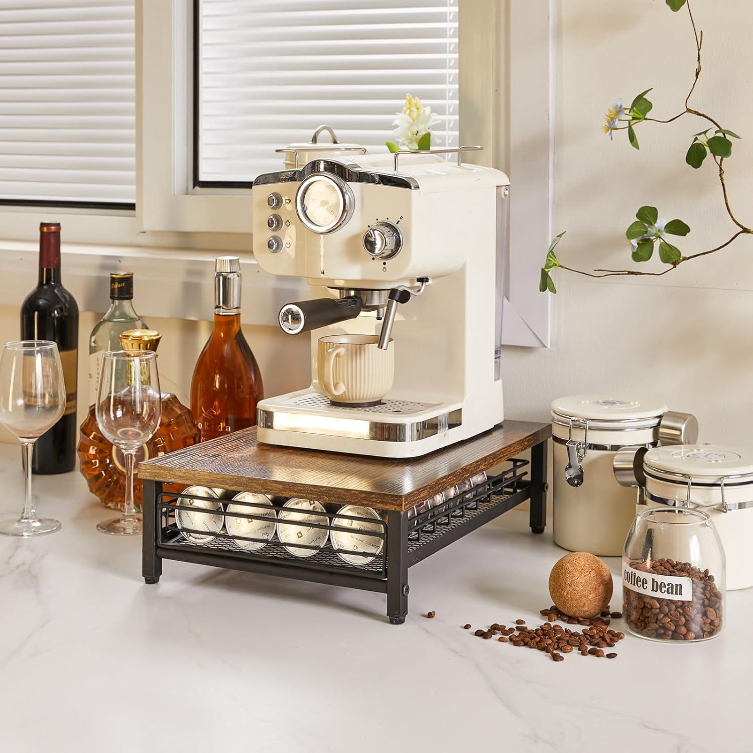 Soporte para Cápsulas de Café IBUYKE, 40 Cápsulas, Marrón Rústico