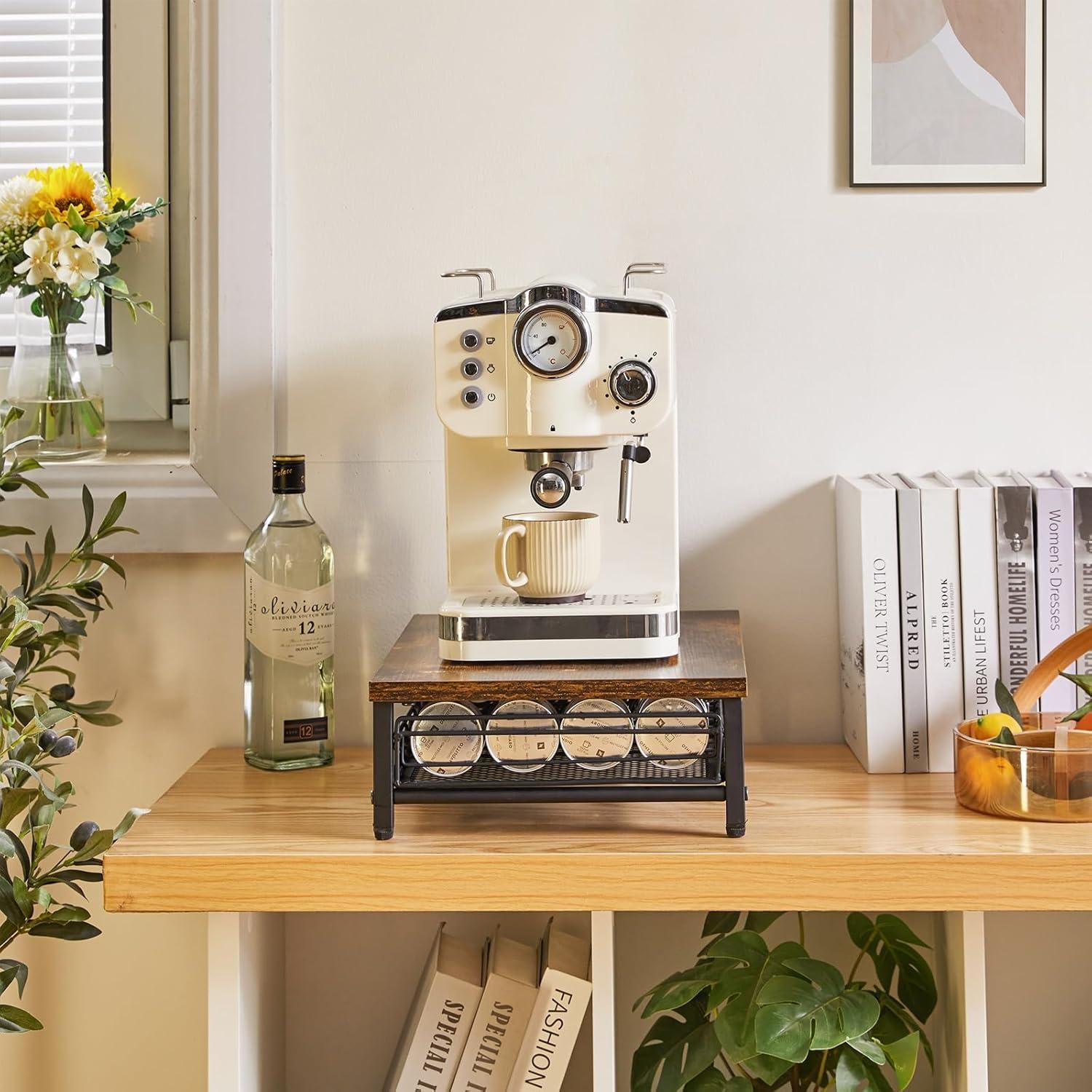 Soporte para Cápsulas de Café IBUYKE, 40 Cápsulas, Marrón Rústico