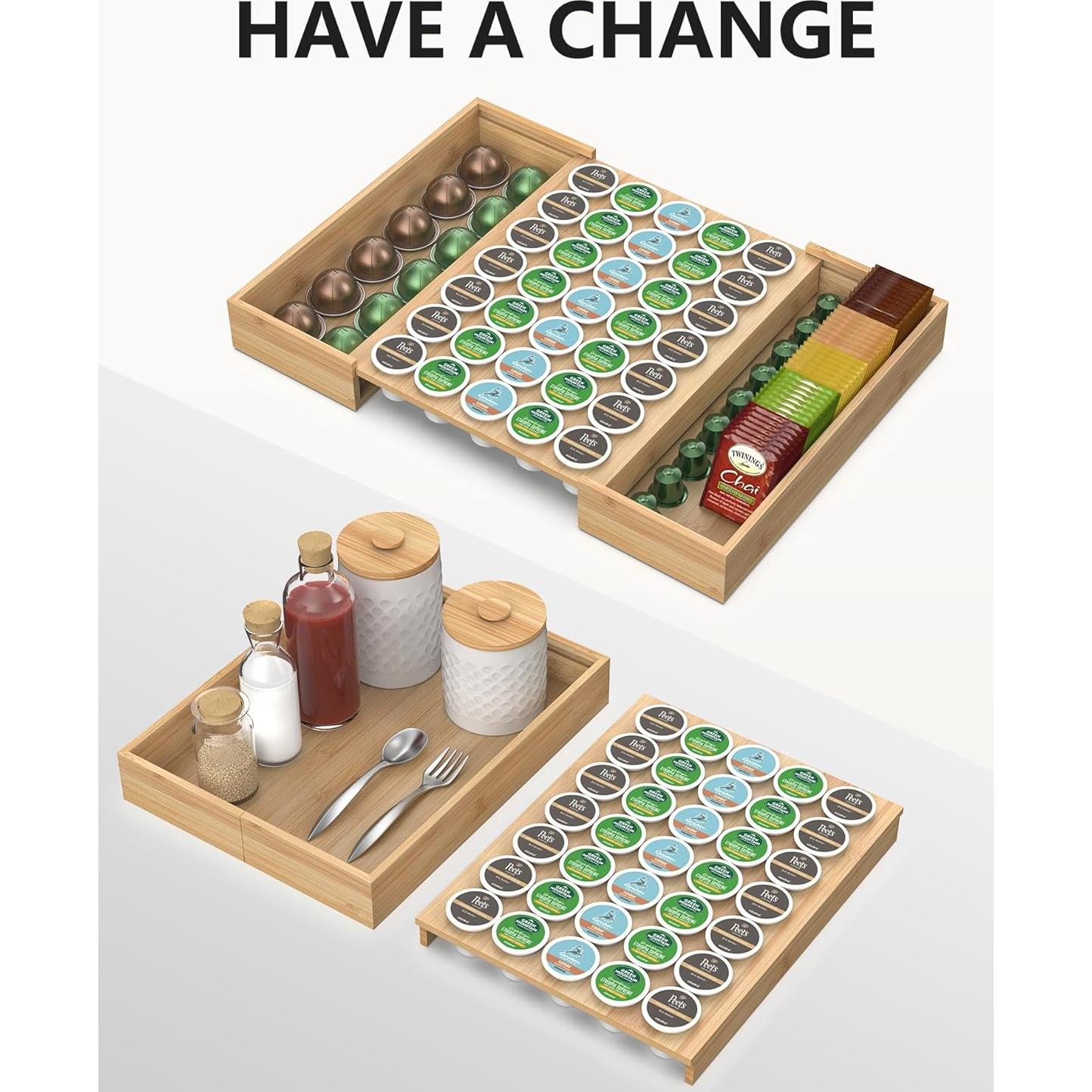 Soporte Expandible de Bambú WELL WENG para 35 Cápsulas K-Cup