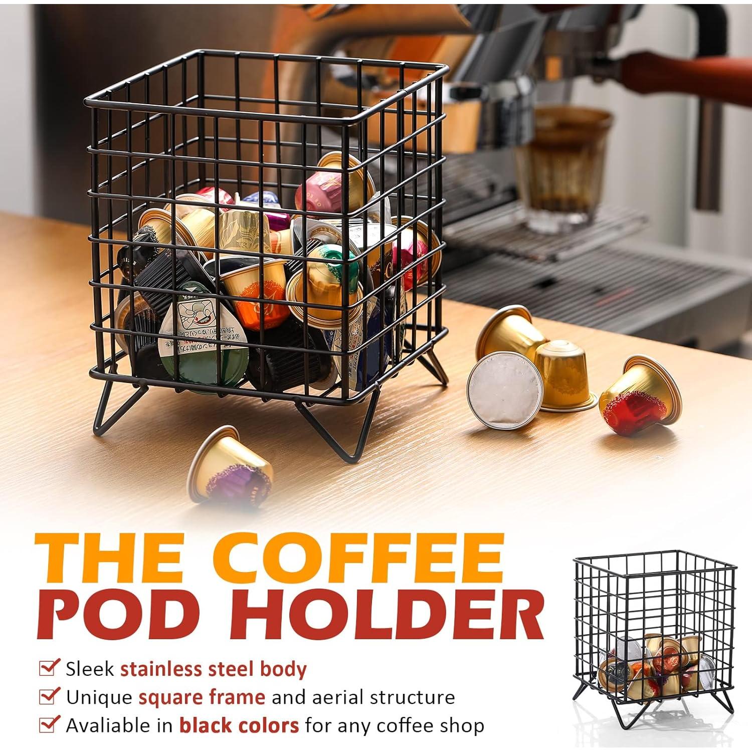 Soporte para Cápsulas de Café Zubebe 4 Pcs Metal Negro 13.5x16 cm