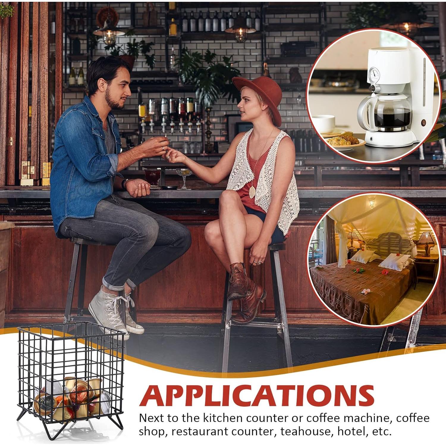 Soporte para Cápsulas de Café Zubebe 4 Pcs Metal Negro 13.5x16 cm