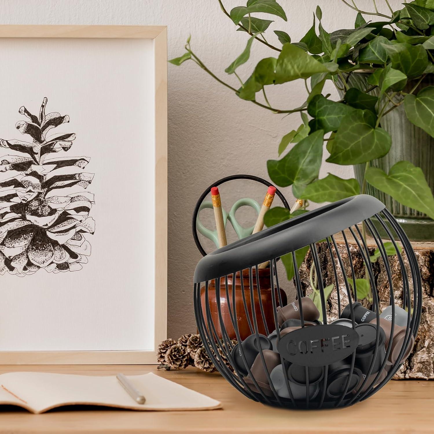 Soporte para cápsulas de café KoMvzyl, metal negro, 20x20x18.5 cm