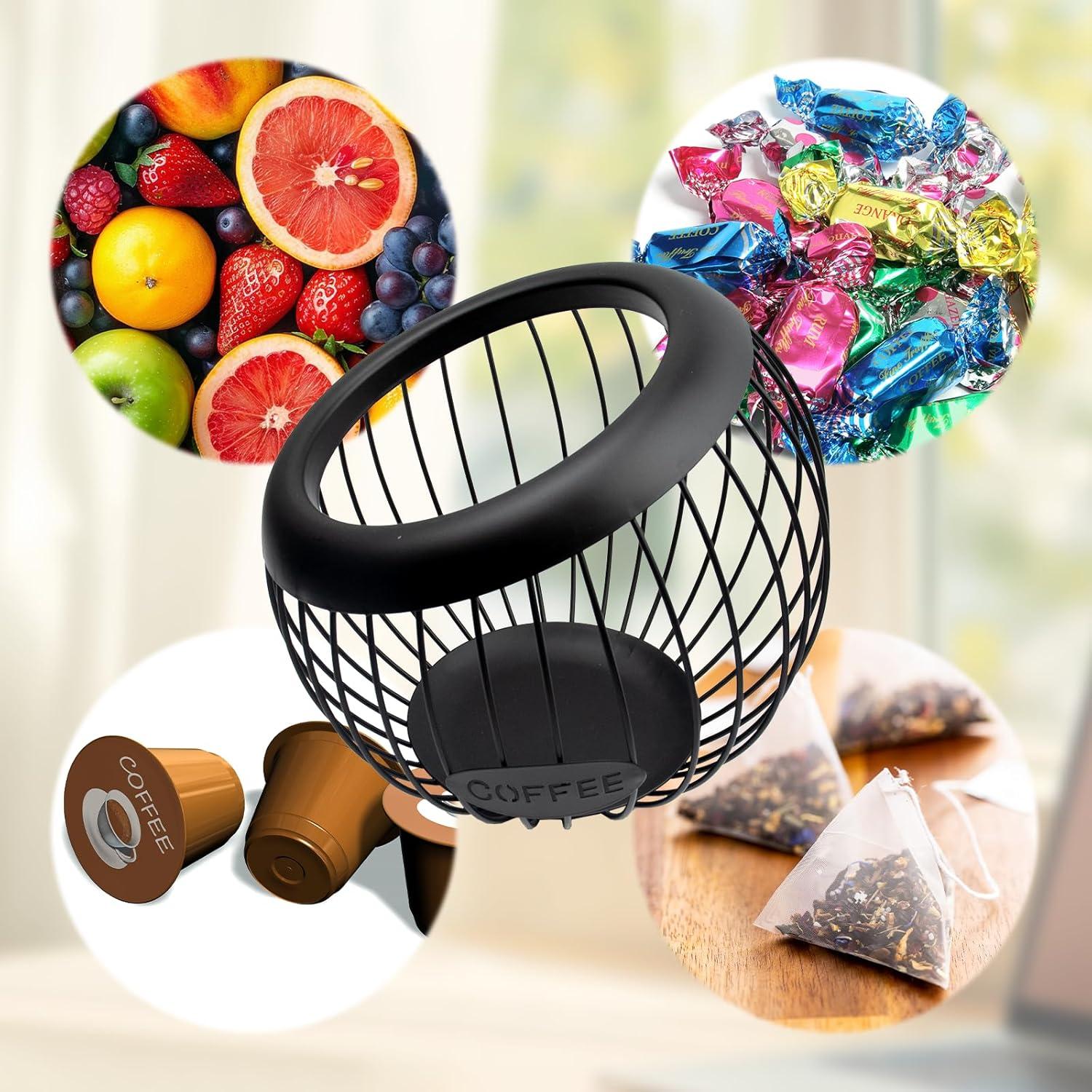 Soporte para cápsulas de café KoMvzyl, metal negro, 20x20x18.5 cm