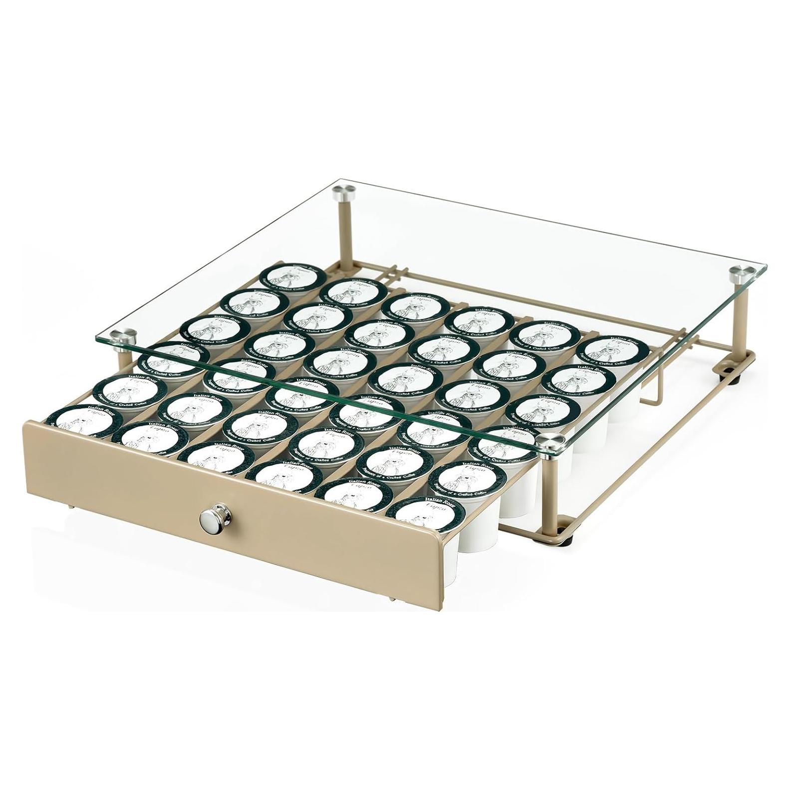 Soporte para cápsulas de café Lycklig, vidrio templado, 36 K Cups