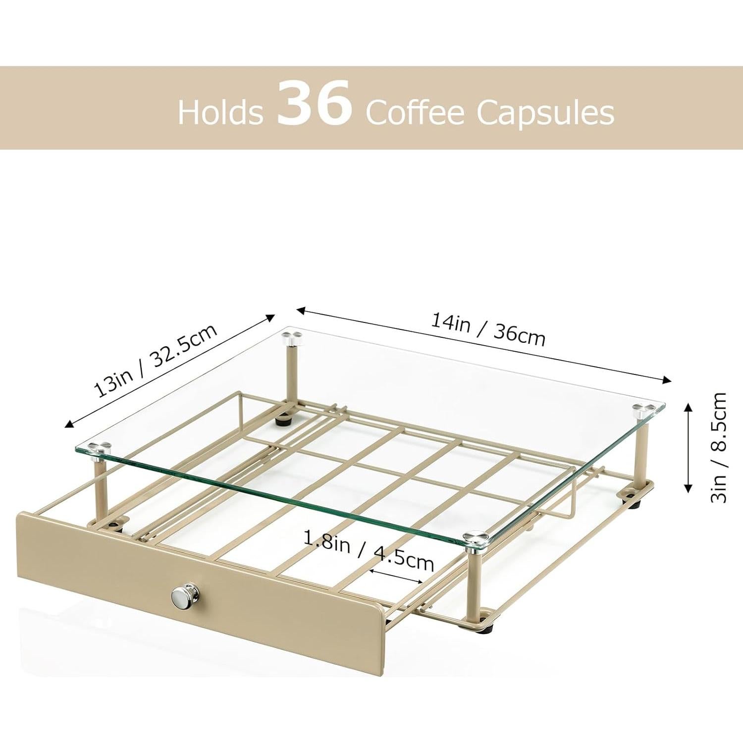 Soporte para cápsulas de café Lycklig, vidrio templado, 36 K Cups