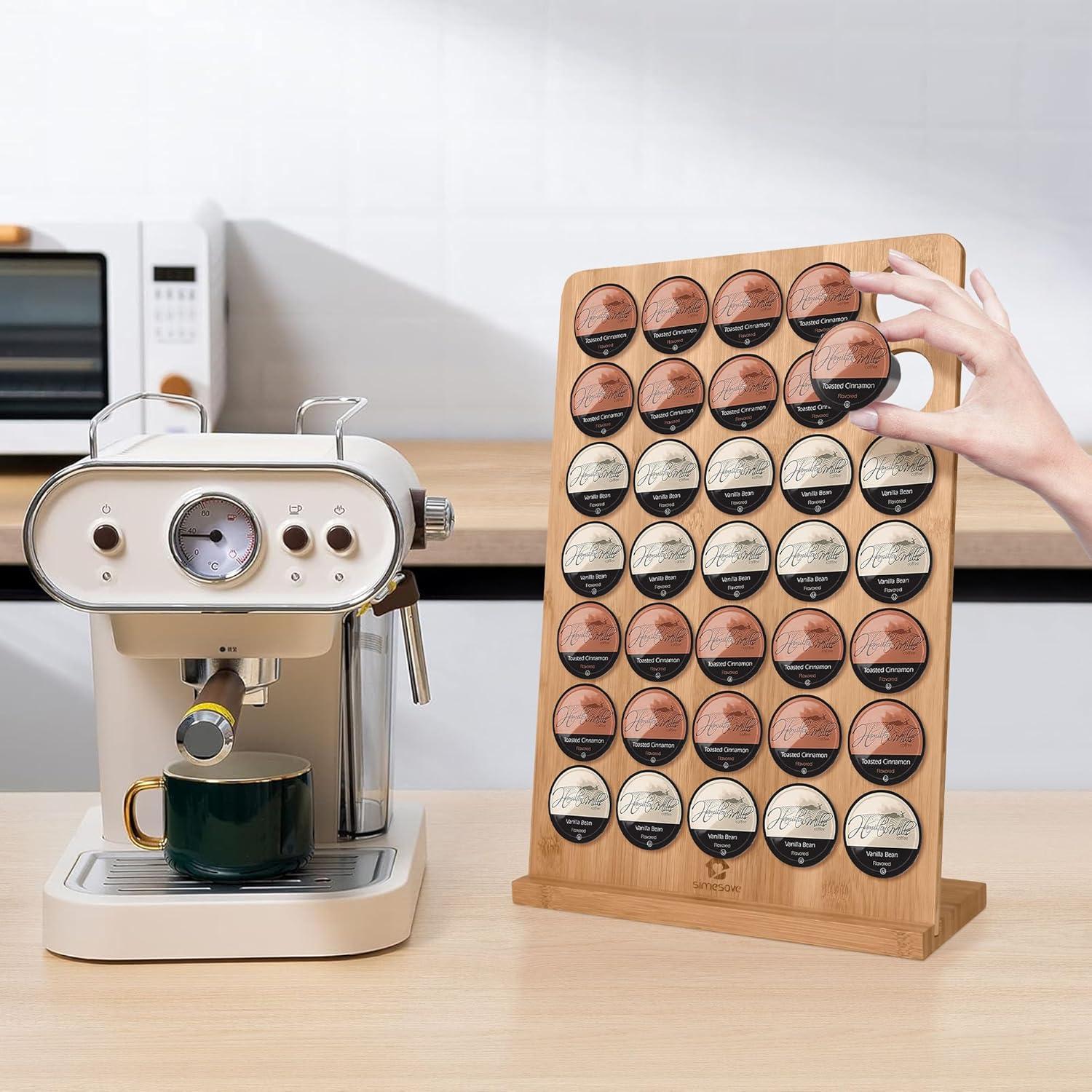 Soporte para K-Cup SIMESOVE de Bambú, Organizador 35 Cápsulas