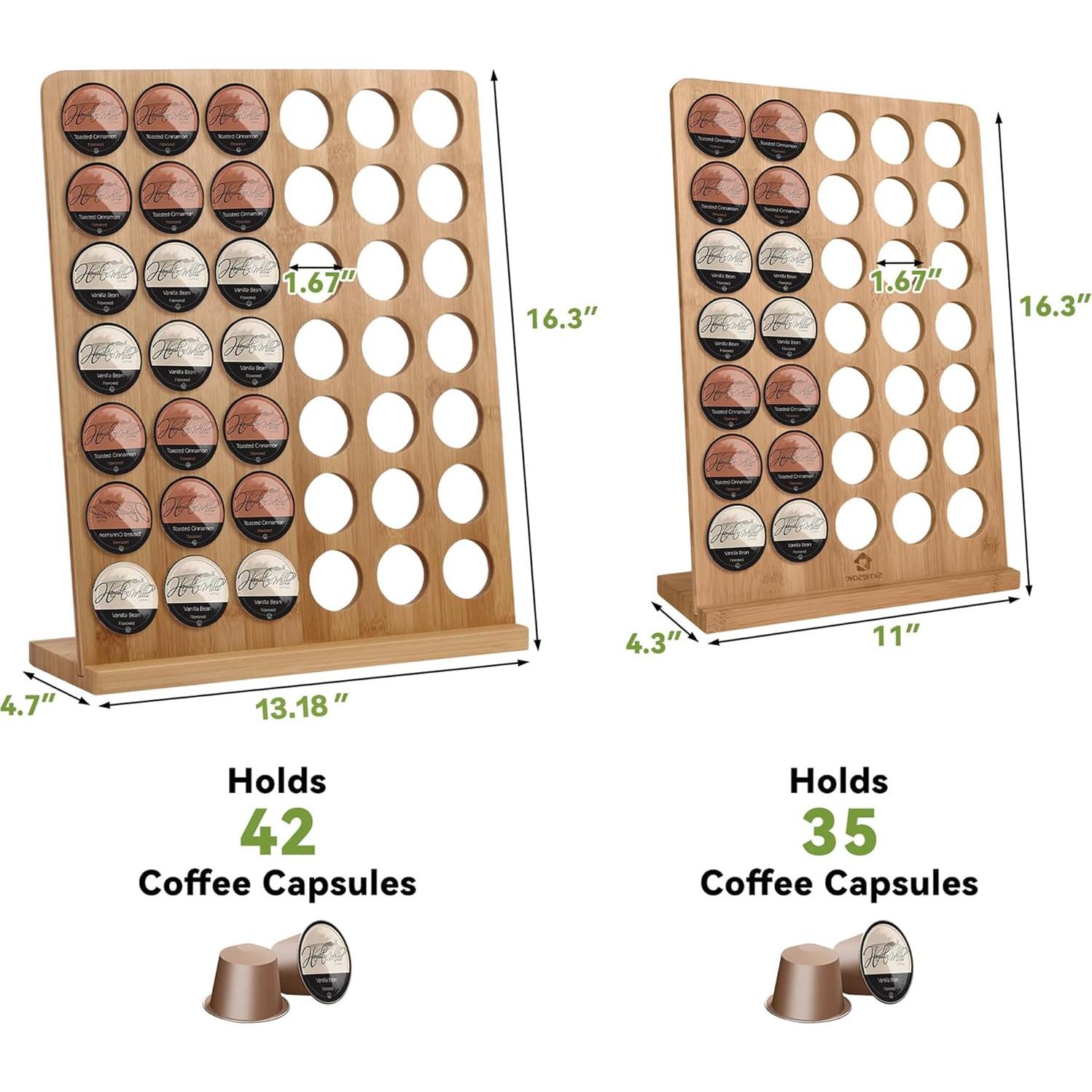 Soporte para K-Cup SIMESOVE de Bambú, Organizador 35 Cápsulas