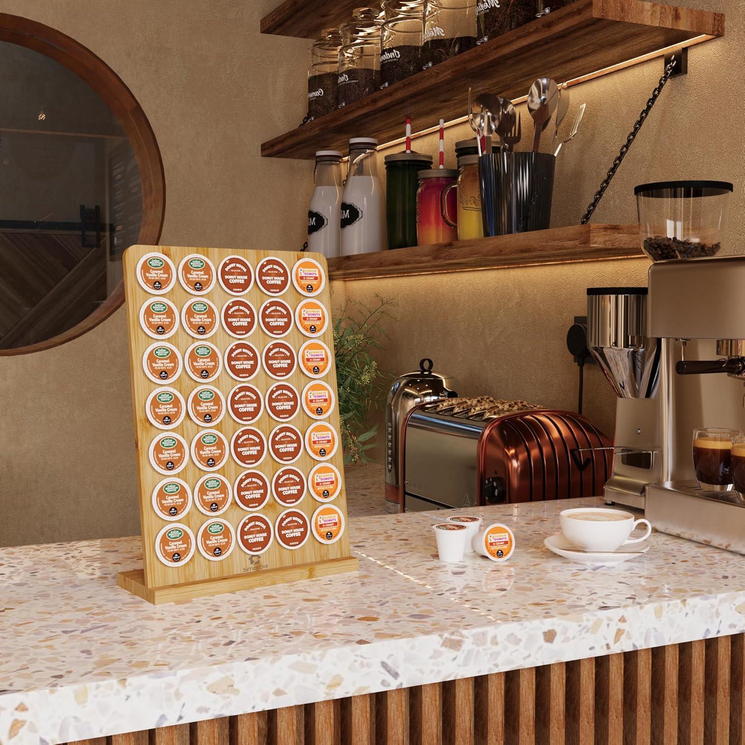 Soporte para K-Cup SIMESOVE de Bambú, Organizador 35 Cápsulas
