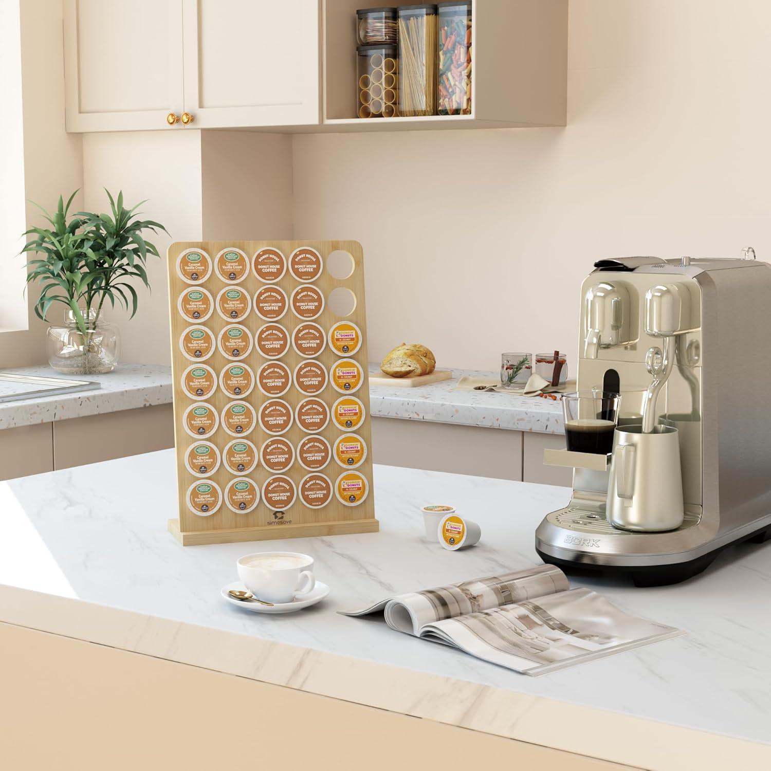 Soporte para K-Cup SIMESOVE de Bambú, Organizador 35 Cápsulas