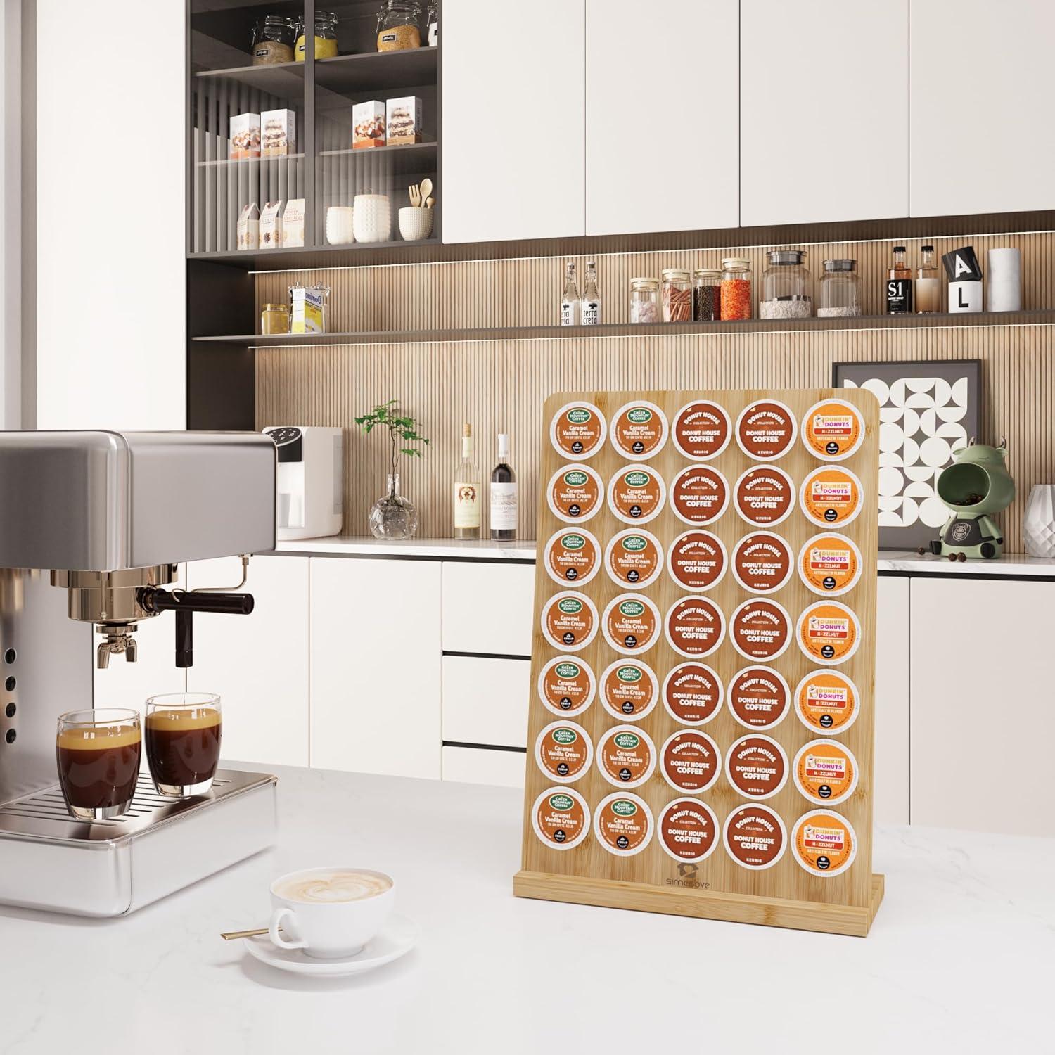 Soporte para K-Cup SIMESOVE de Bambú, Organizador 35 Cápsulas
