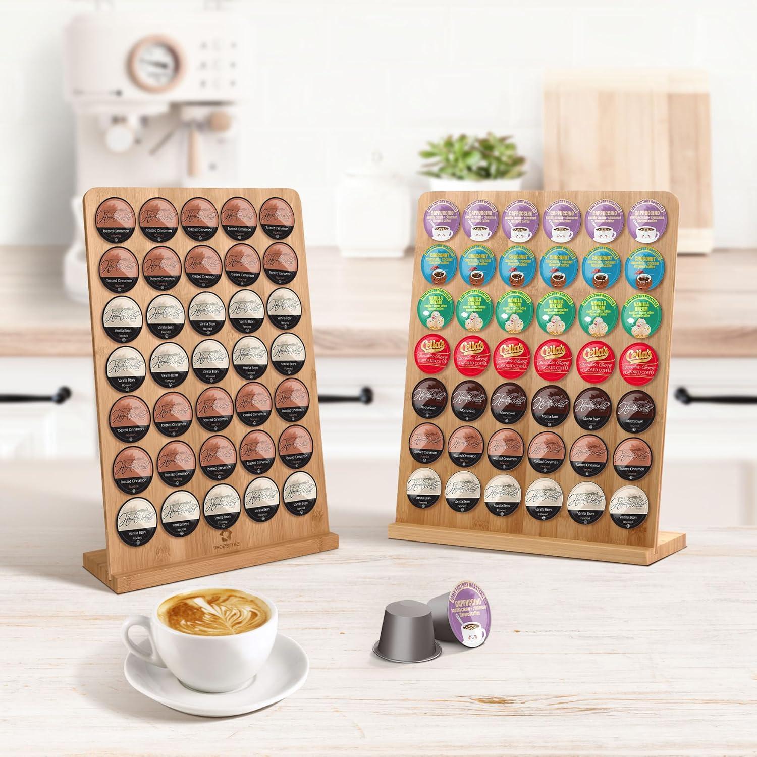 Soporte para K-Cup SIMESOVE de Bambú, Organizador 35 Cápsulas
