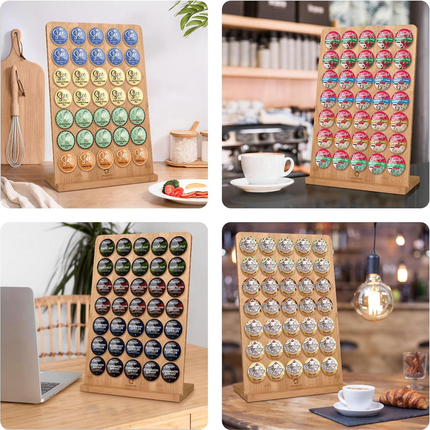 Soporte para K-Cup SIMESOVE de Bambú, Organizador 35 Cápsulas