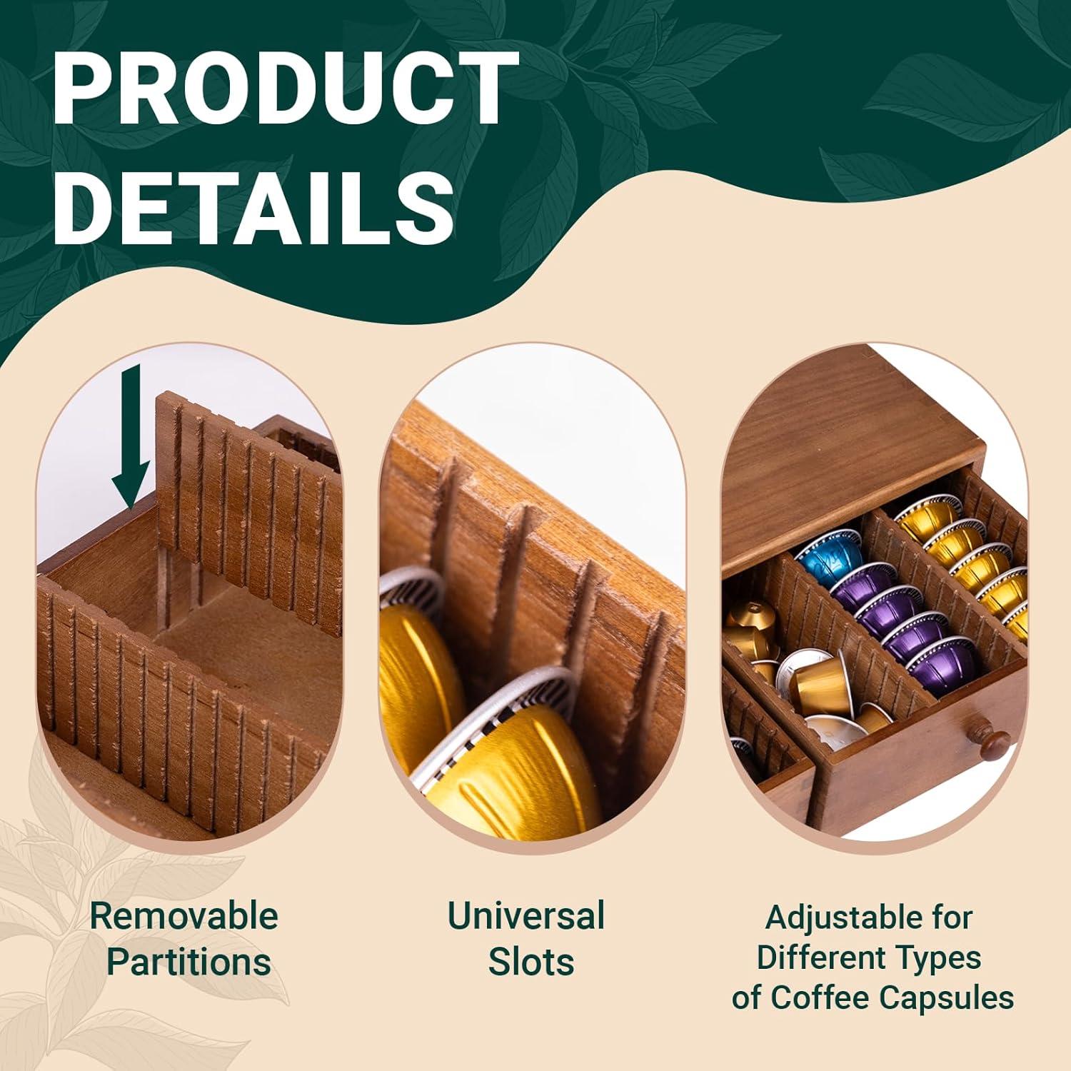Soporte Organizador de Cápsulas de Café WodGod Madera 41.4x28.4cm