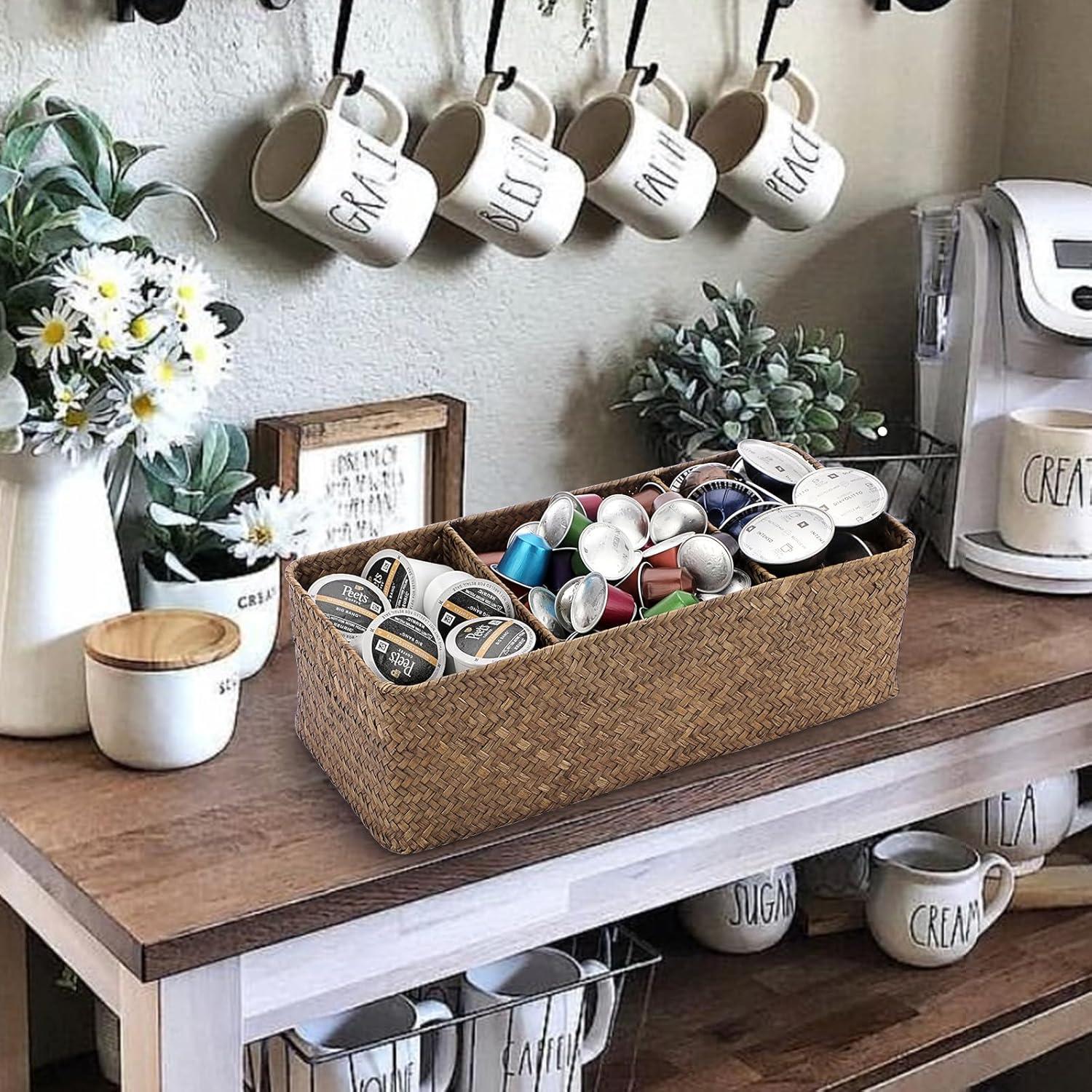 Soporte para cápsulas de café ELLDOO de mimbre 35x16x11cm