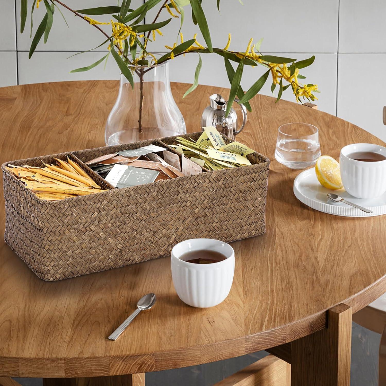 Soporte para cápsulas de café ELLDOO de mimbre 35x16x11cm