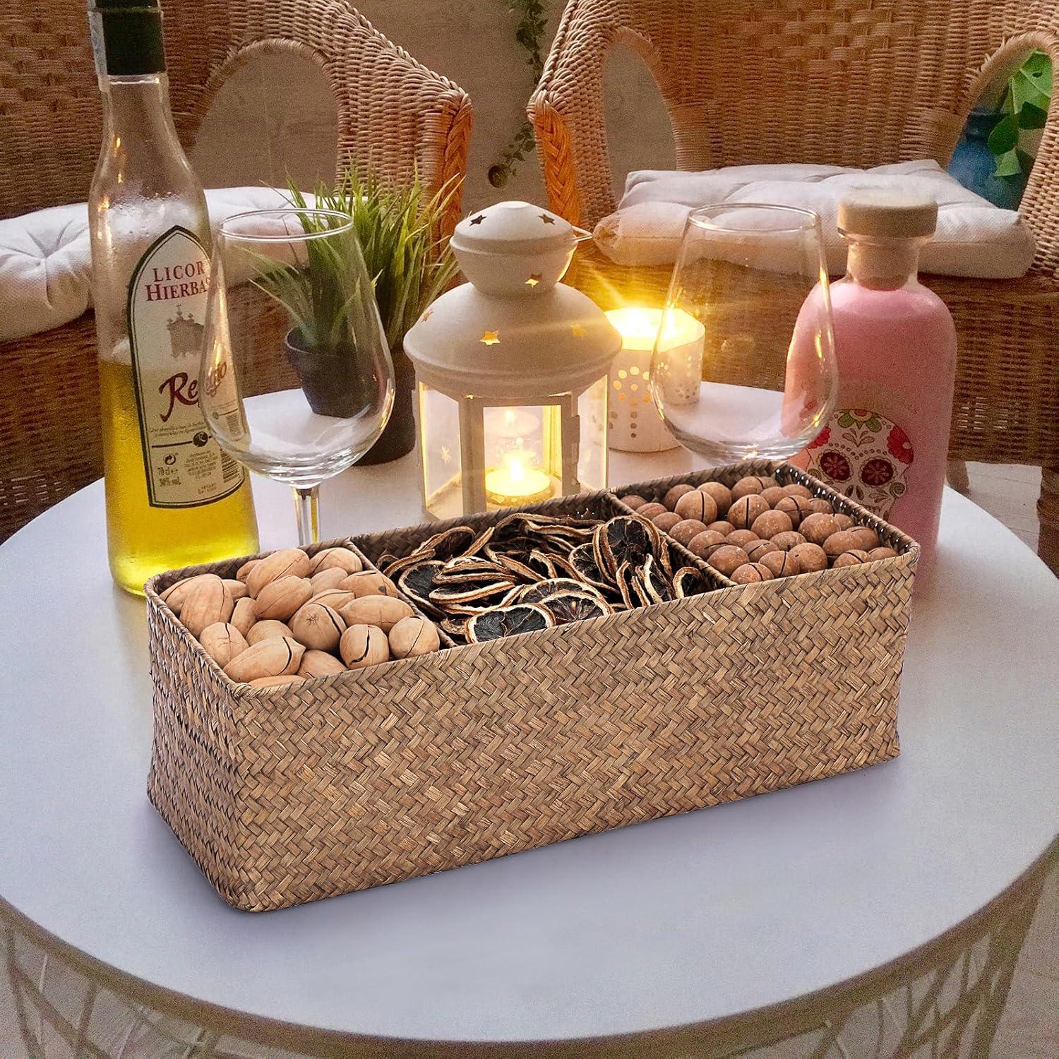 Soporte para cápsulas de café ELLDOO de mimbre 35x16x11cm