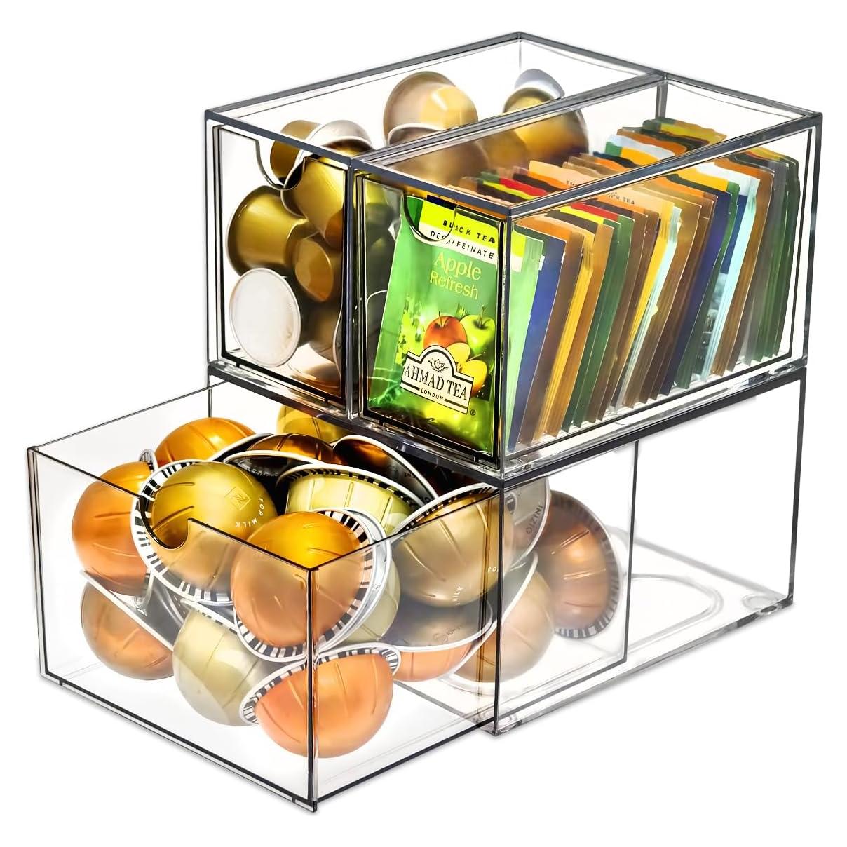 Organizador de K Cup y Té KAIDELI, 3 Cajones Apilables