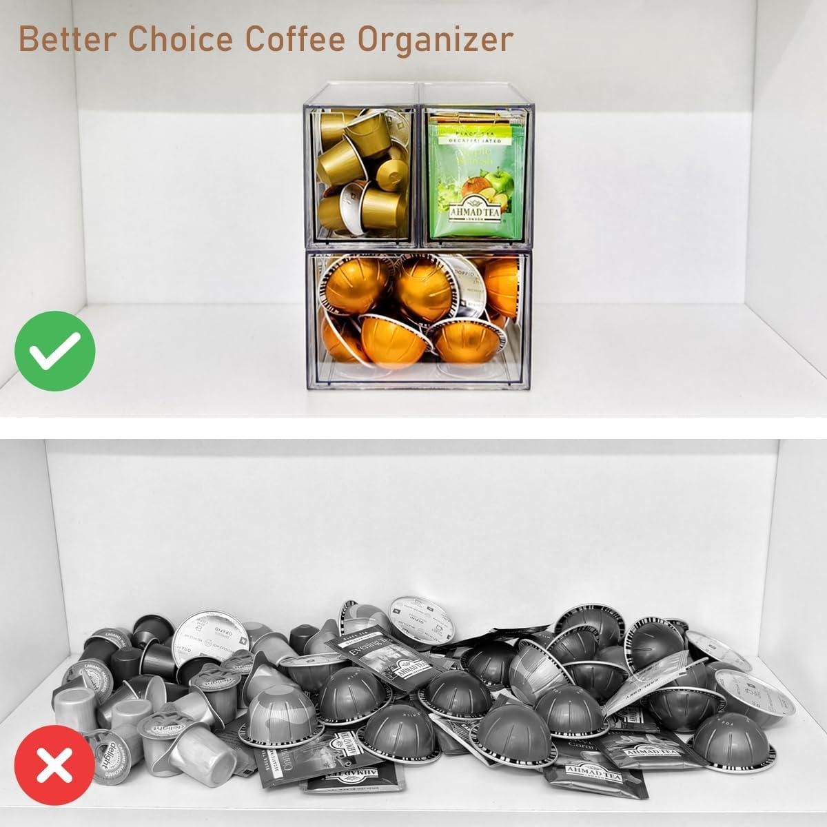 Organizador de K Cup y Té KAIDELI, 3 Cajones Apilables