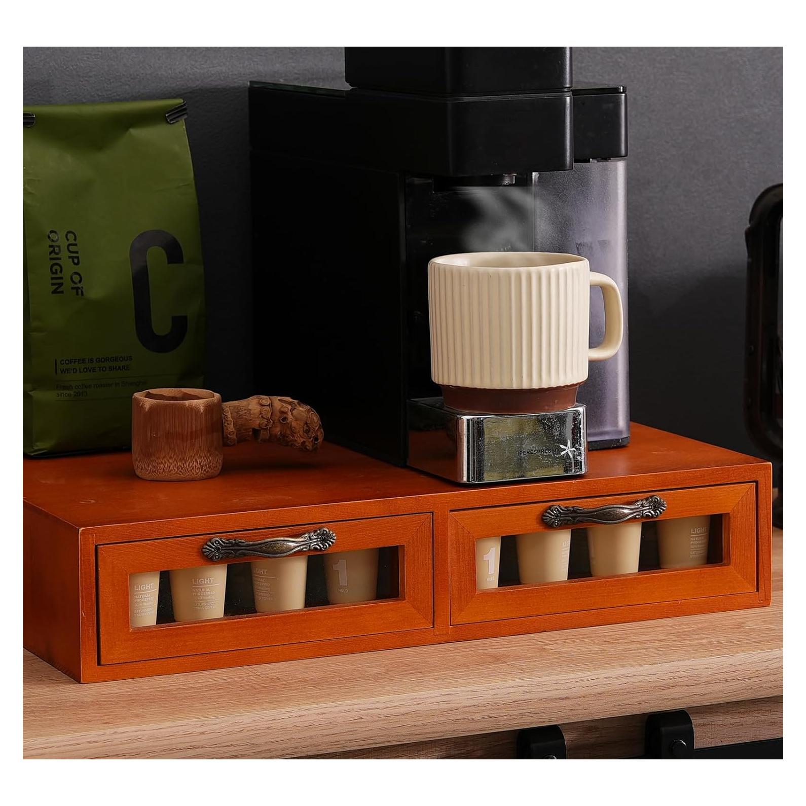 Soporte de K Cup de Madera KIKJOK para 50 Cápsulas Beige