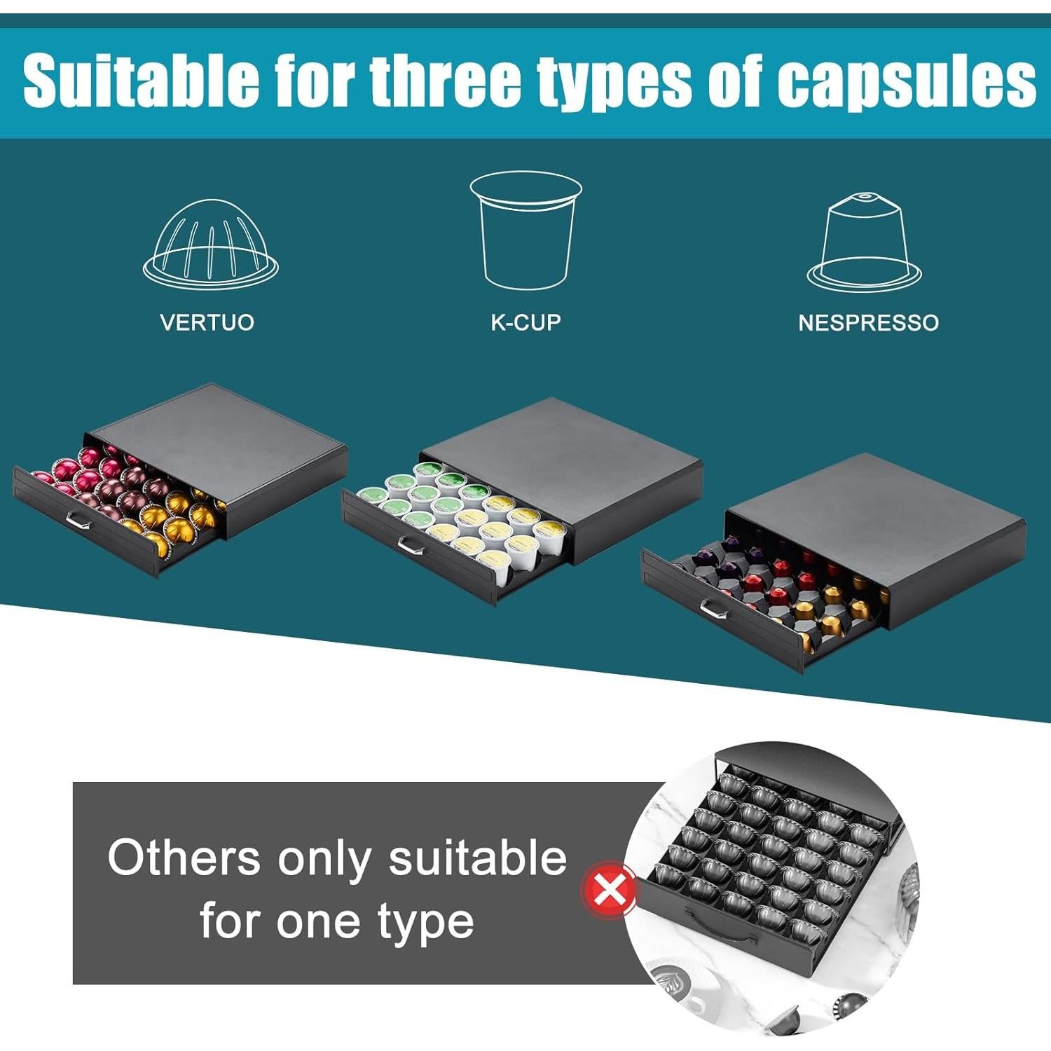 Soporte para K Cup FICARTS 30 Cápsulas Negro Cajón