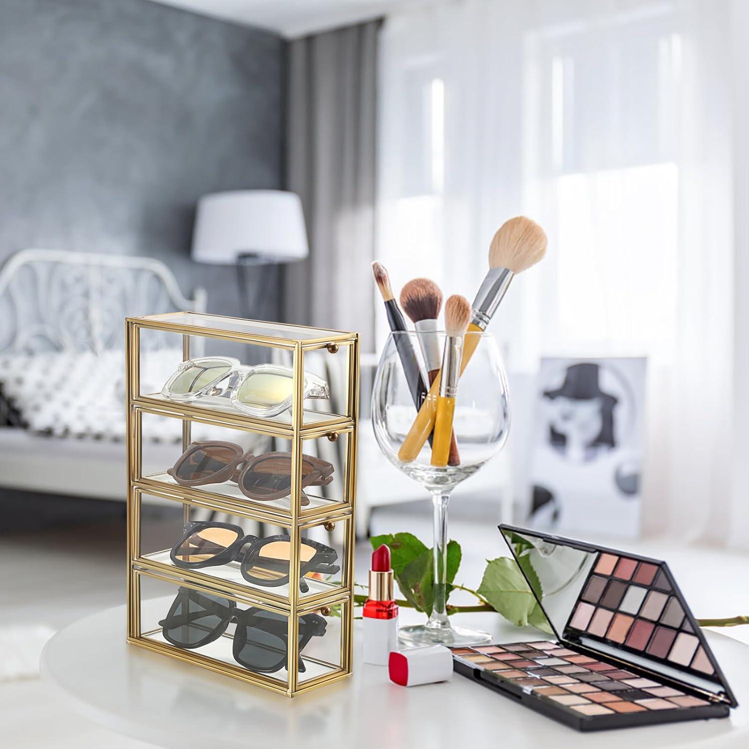 Soporte para Cápsulas de Café ELLDOO de Vidrio Dorado 4 Cajones