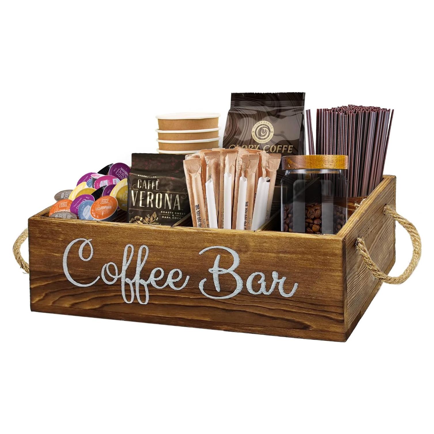 Organizador de Café QUALLON con Divisores Removibles de Madera