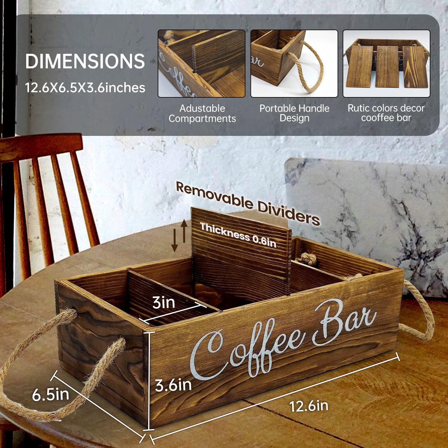 Organizador de Café QUALLON con Divisores Removibles de Madera