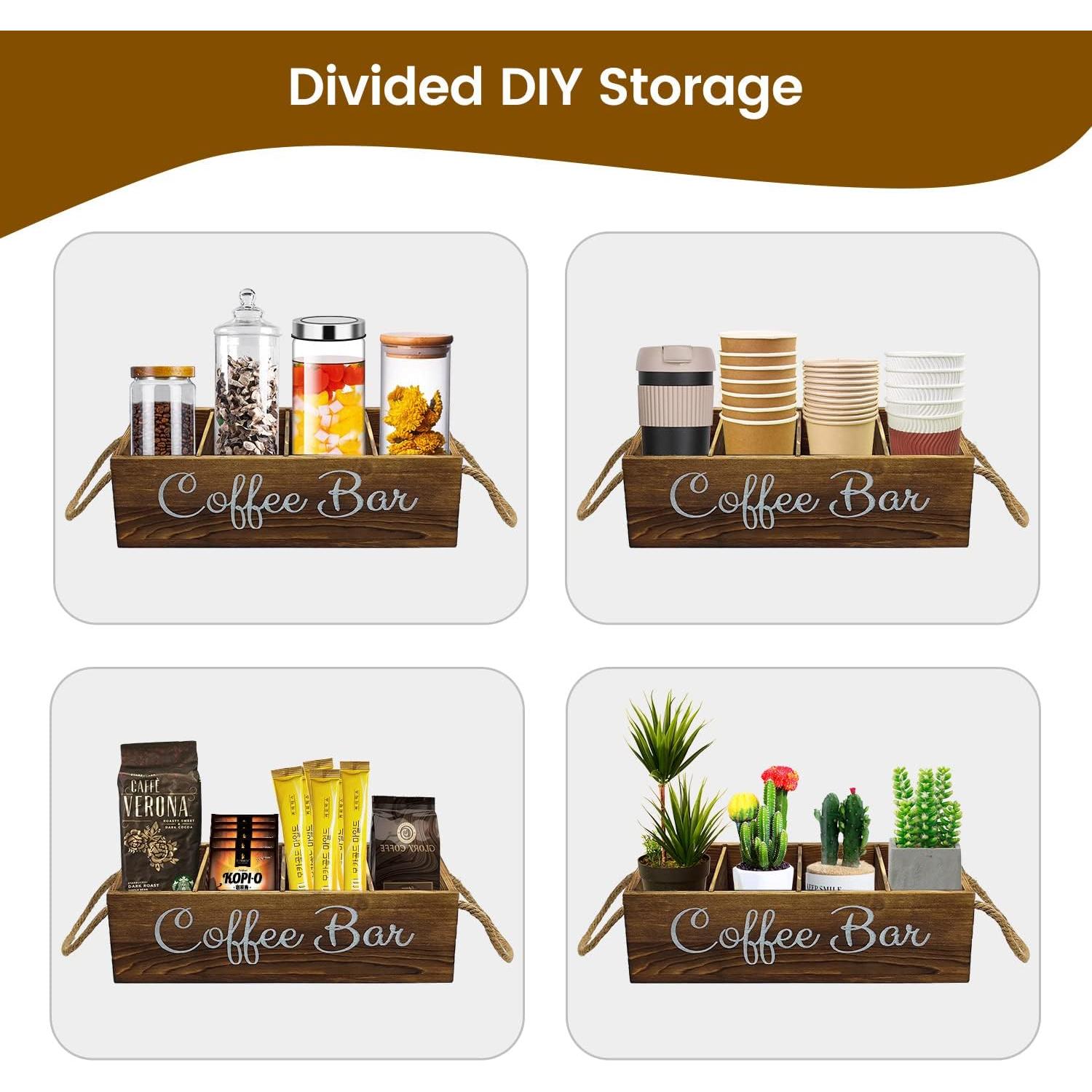 Organizador de Café QUALLON con Divisores Removibles de Madera