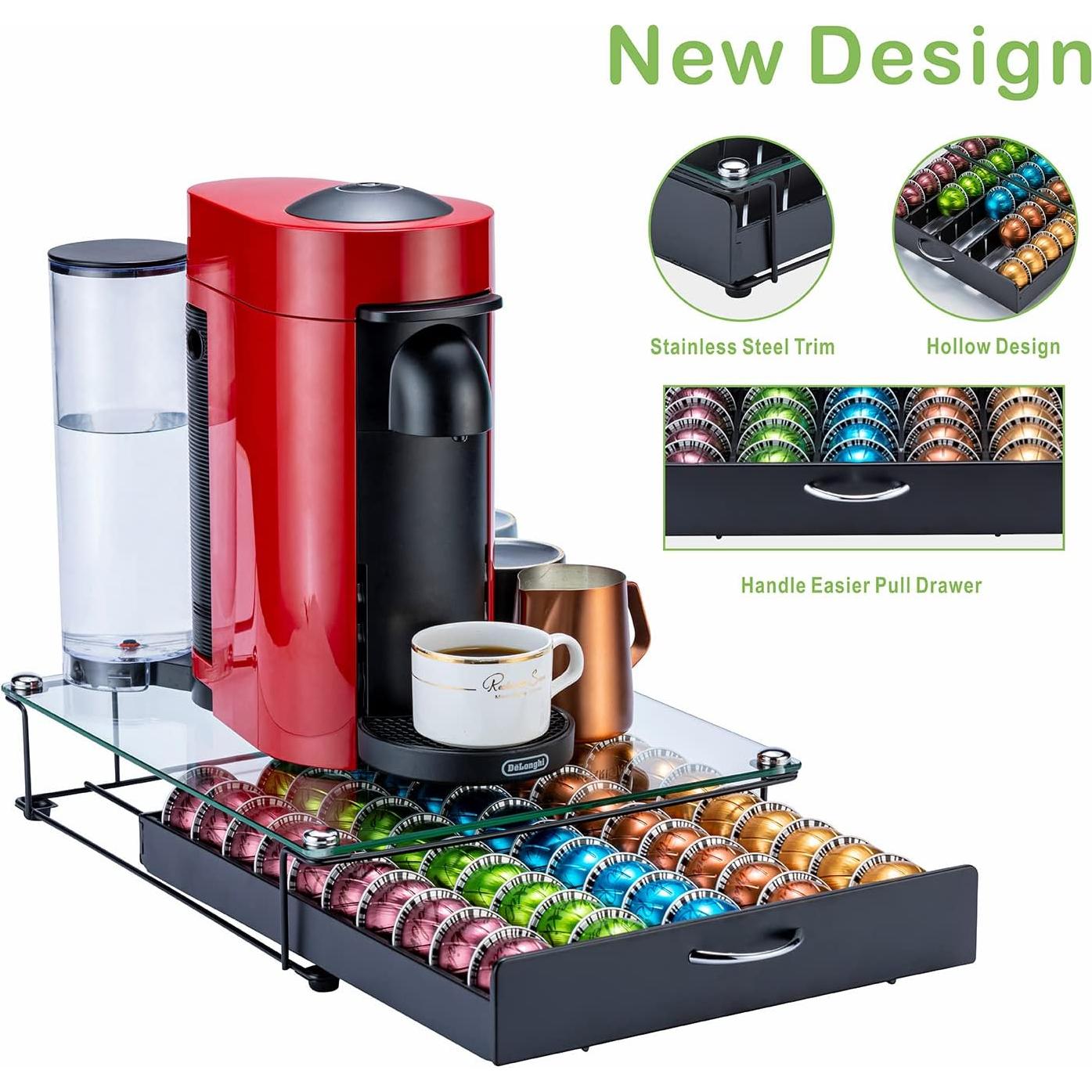 Organizador de Cápsulas Nespresso Vertuo Flagship con Tapa de Vidrio - 50 Cápsulas