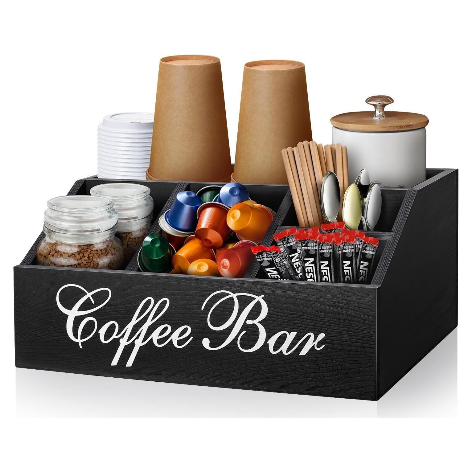 Organizador de Café MISTOD - Soporte de Cápsulas de Madera 6 Compartimentos