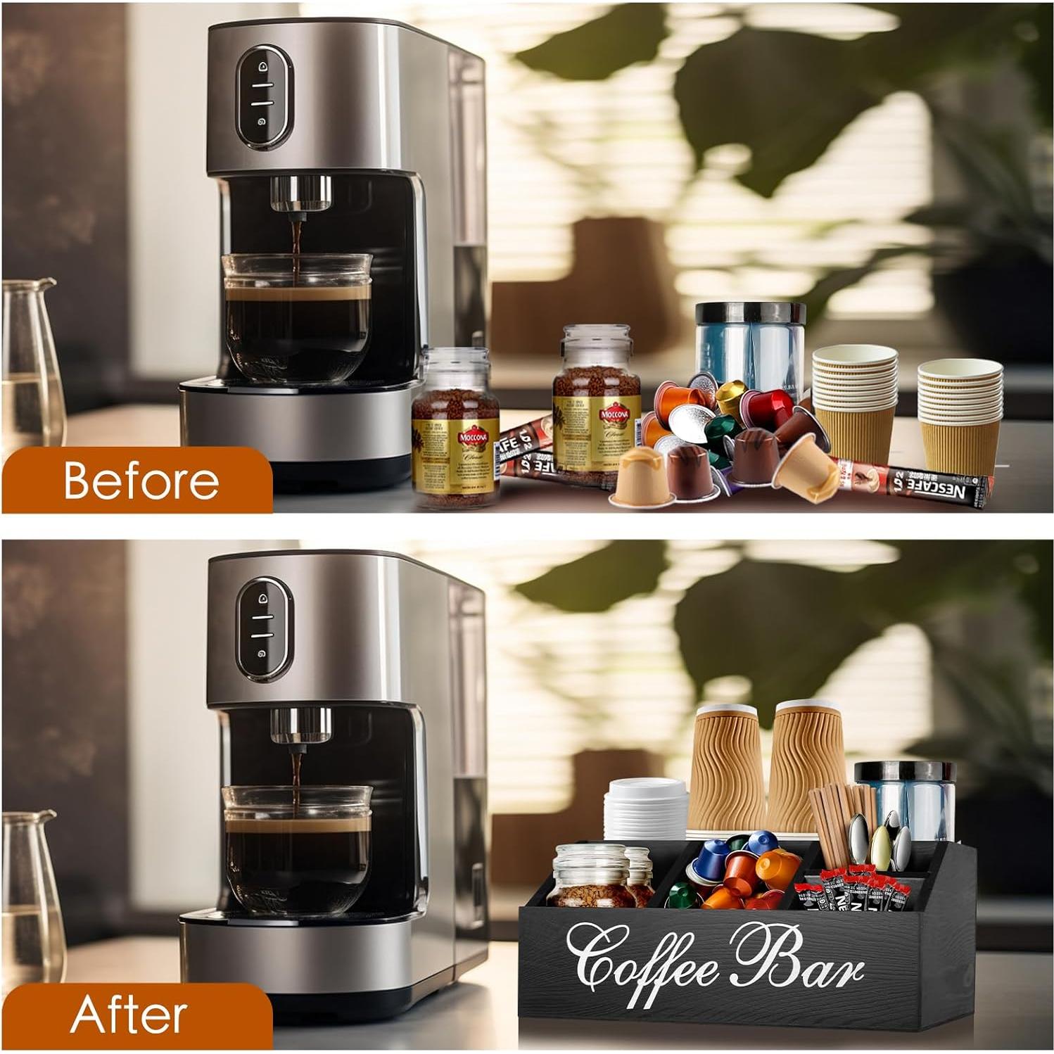 Organizador de Café MISTOD - Soporte de Cápsulas de Madera 6 Compartimentos