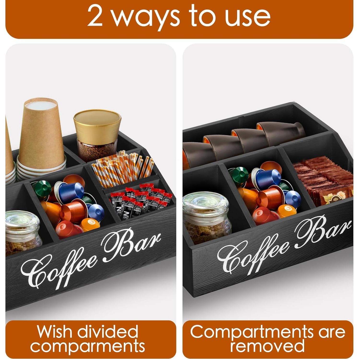 Organizador de Café MISTOD - Soporte de Cápsulas de Madera 6 Compartimentos