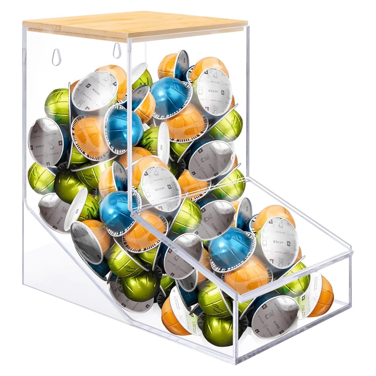 Dispensador de Cápsulas de Café TCJJ con Tapa de Bambú 2.95L