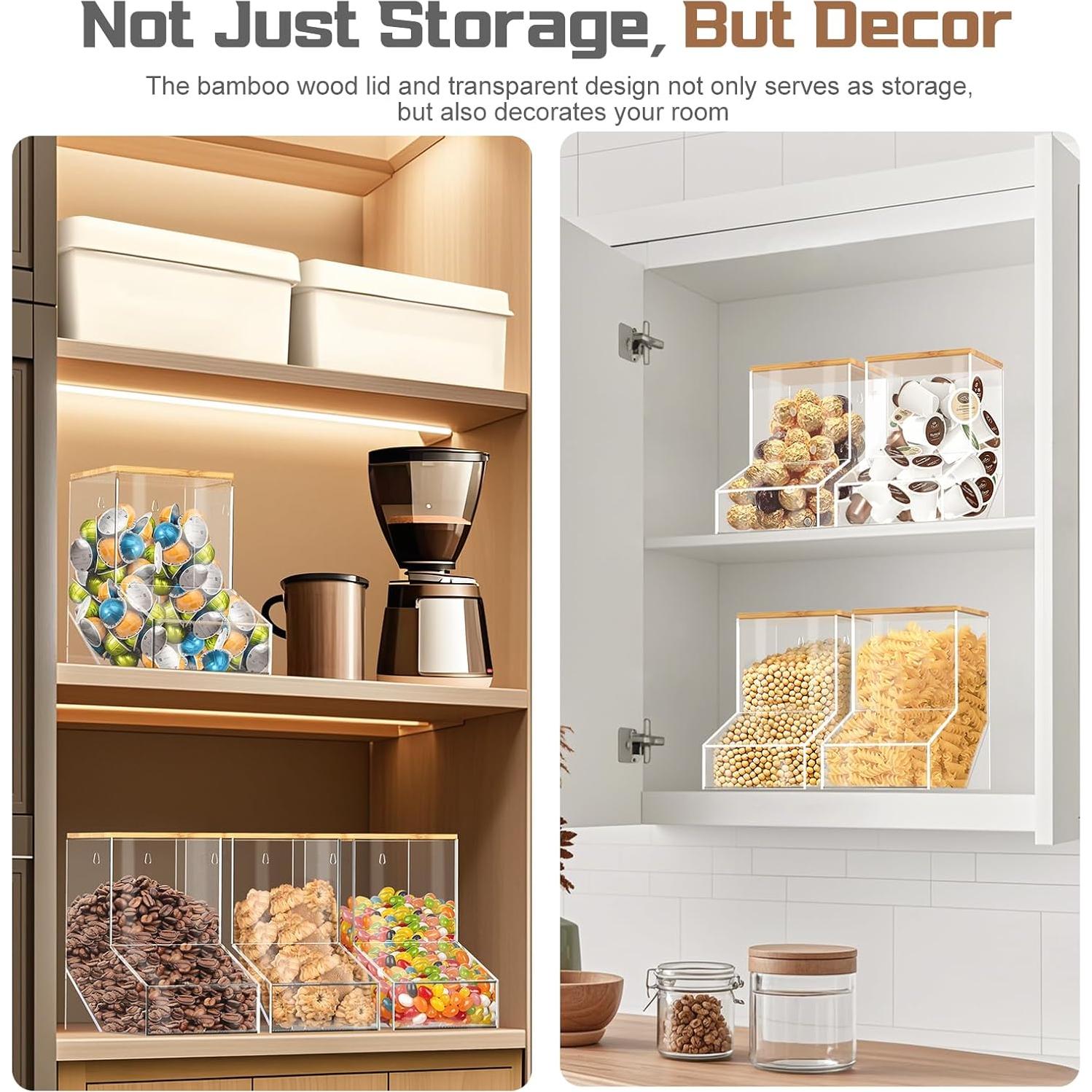 Dispensador de Cápsulas de Café TCJJ con Tapa de Bambú 2.95L