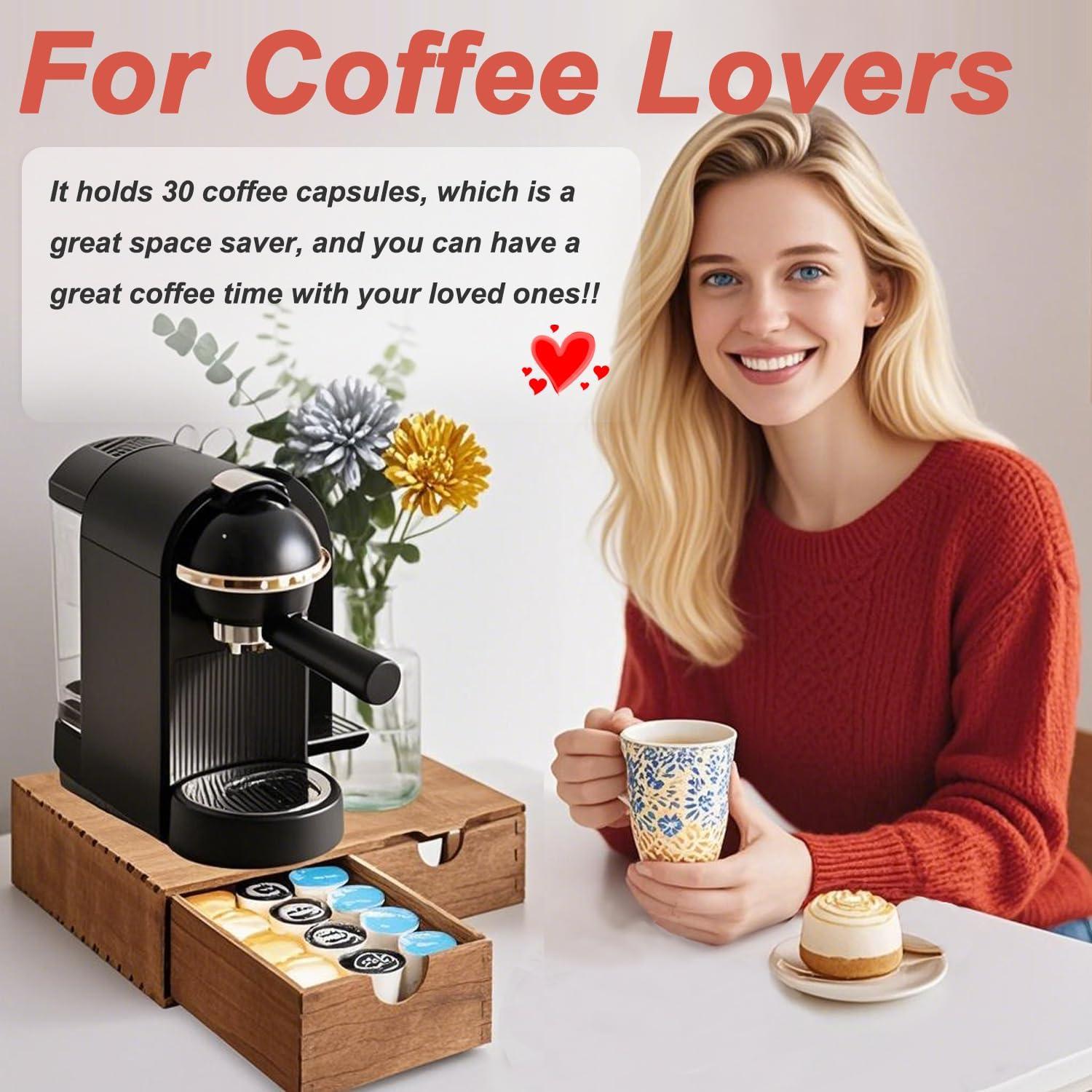 Caja de Almacenamiento de Cápsulas de Café de Madera Yeahjiae - 30 Cápsulas