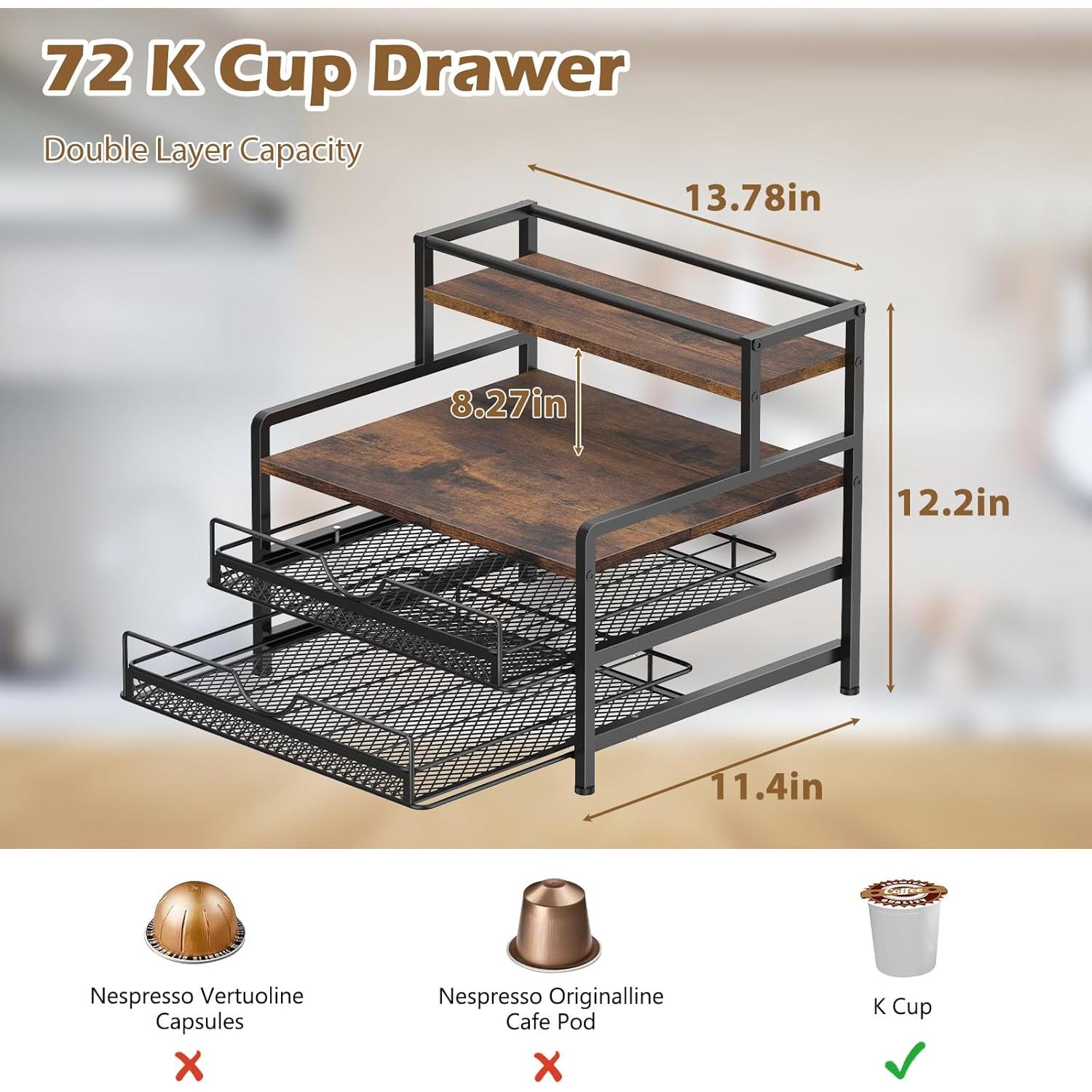 Organizador de Cafés OGEMXU 3 Niveles para 72 Cápsulas K