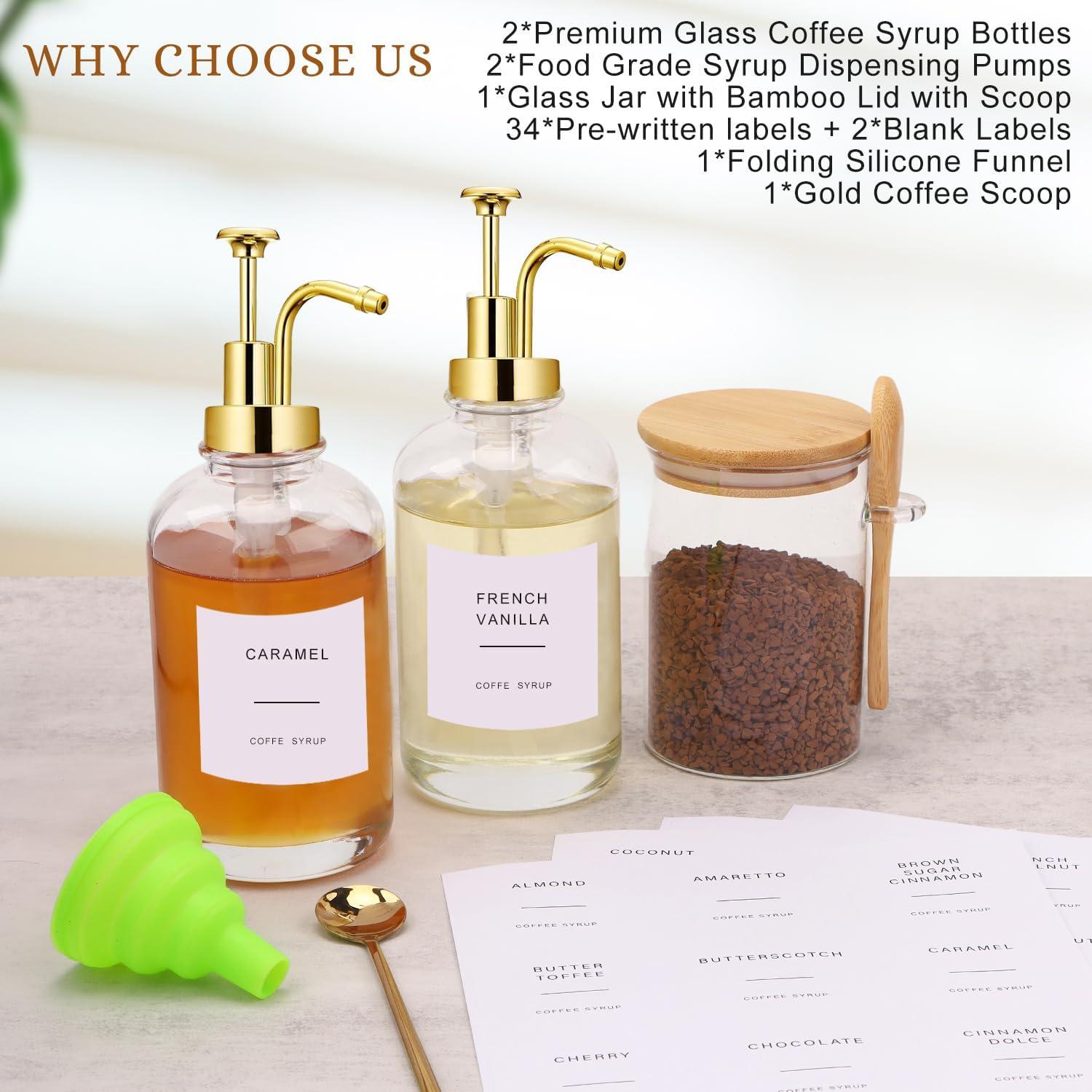 Set de Dispensadores de Jarabe para Bar de Café - 2 Pcs 500 ml