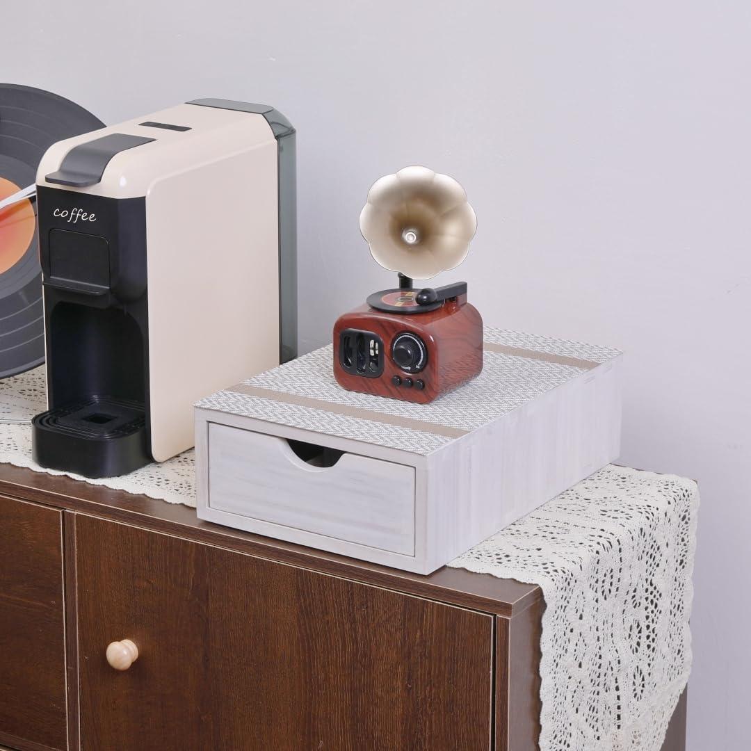 Wood Storage Drawers Organizer for Coffee Pod Holder- Kitchen Counter K Cup Drawer for Coffee Maker Stand Pod Capsule Storage Organization Coffee Accessories- Multi Purpose Desk Drawers 1D1C-WH