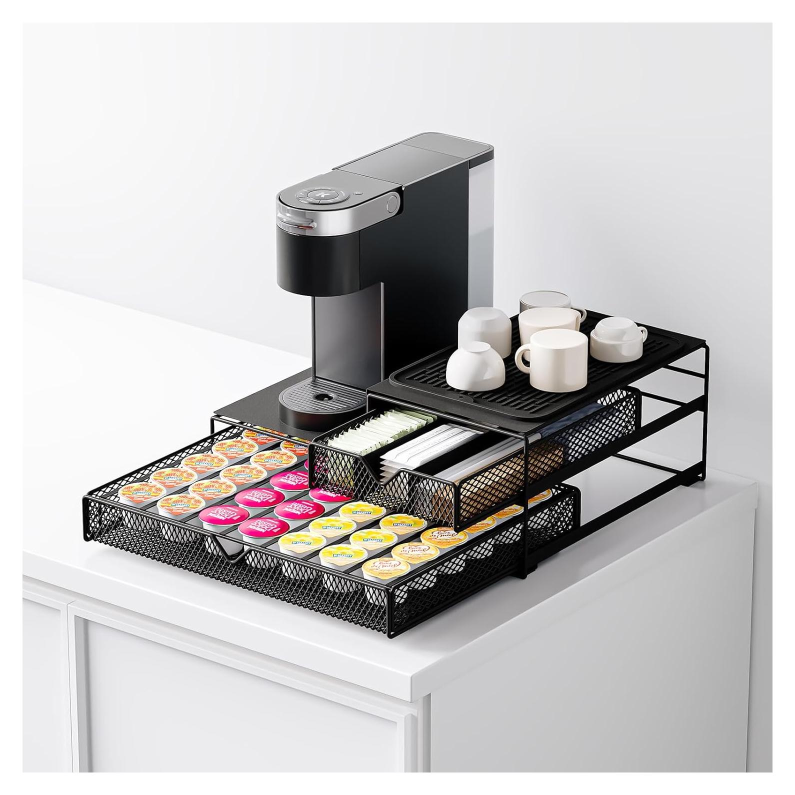 Organizador de Cafetera AmzAge 2 Niveles con Soporte para 60 Cápsulas