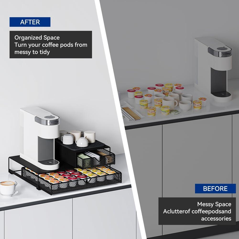 Organizador de Cafetera AmzAge 2 Niveles con Soporte para 60 Cápsulas