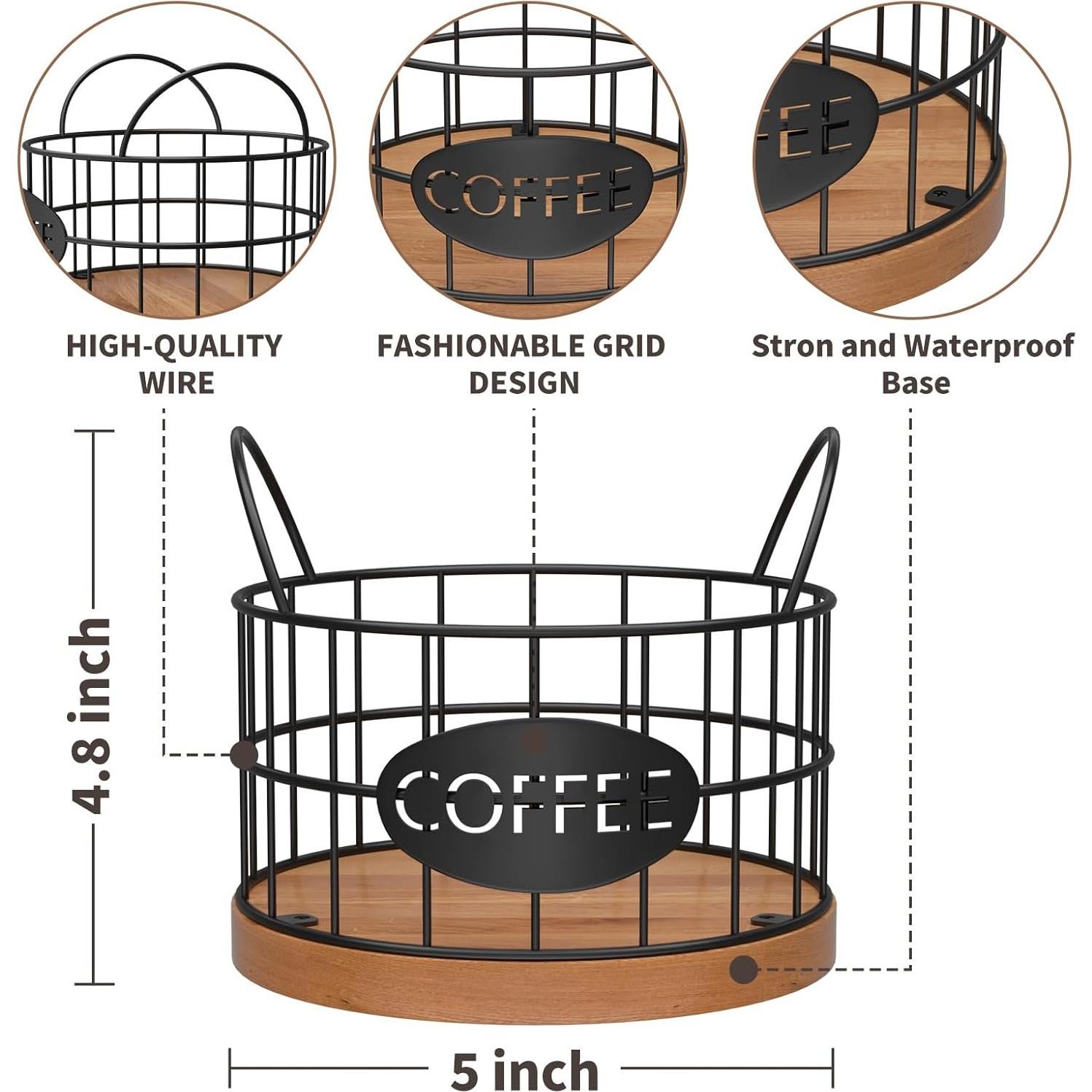 Soporte para cápsulas de café APOIMNA negro 12.7x12.7 cm