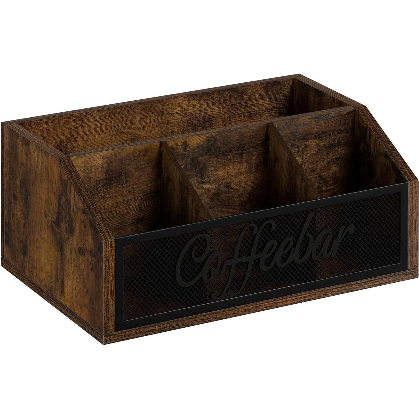 Organizador de Estación de Café YINMIT Madera Vintage 4 Compartimentos