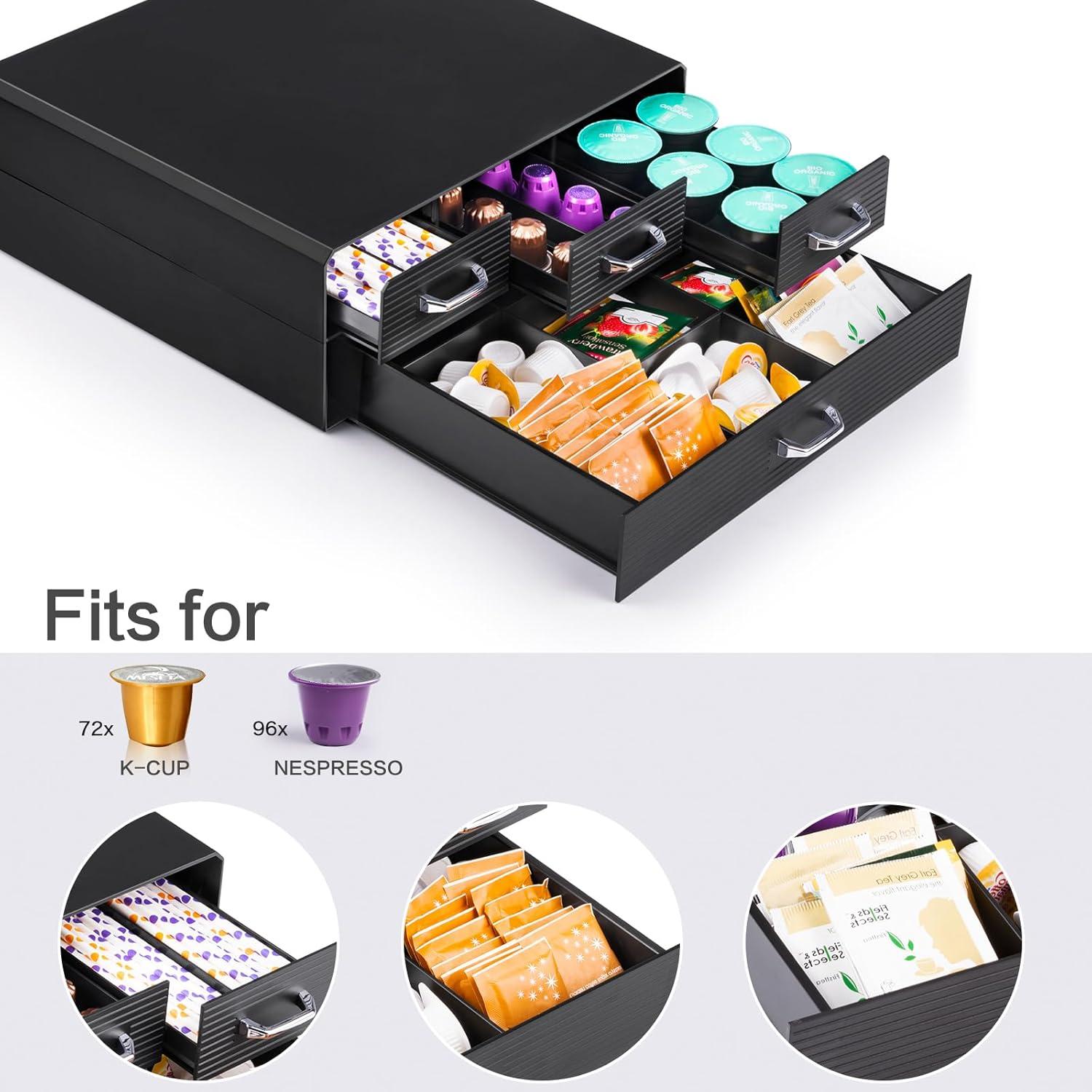 Organizador de Cápsulas de Café SZQINJI 72/96 Cápsulas 4 Cajones