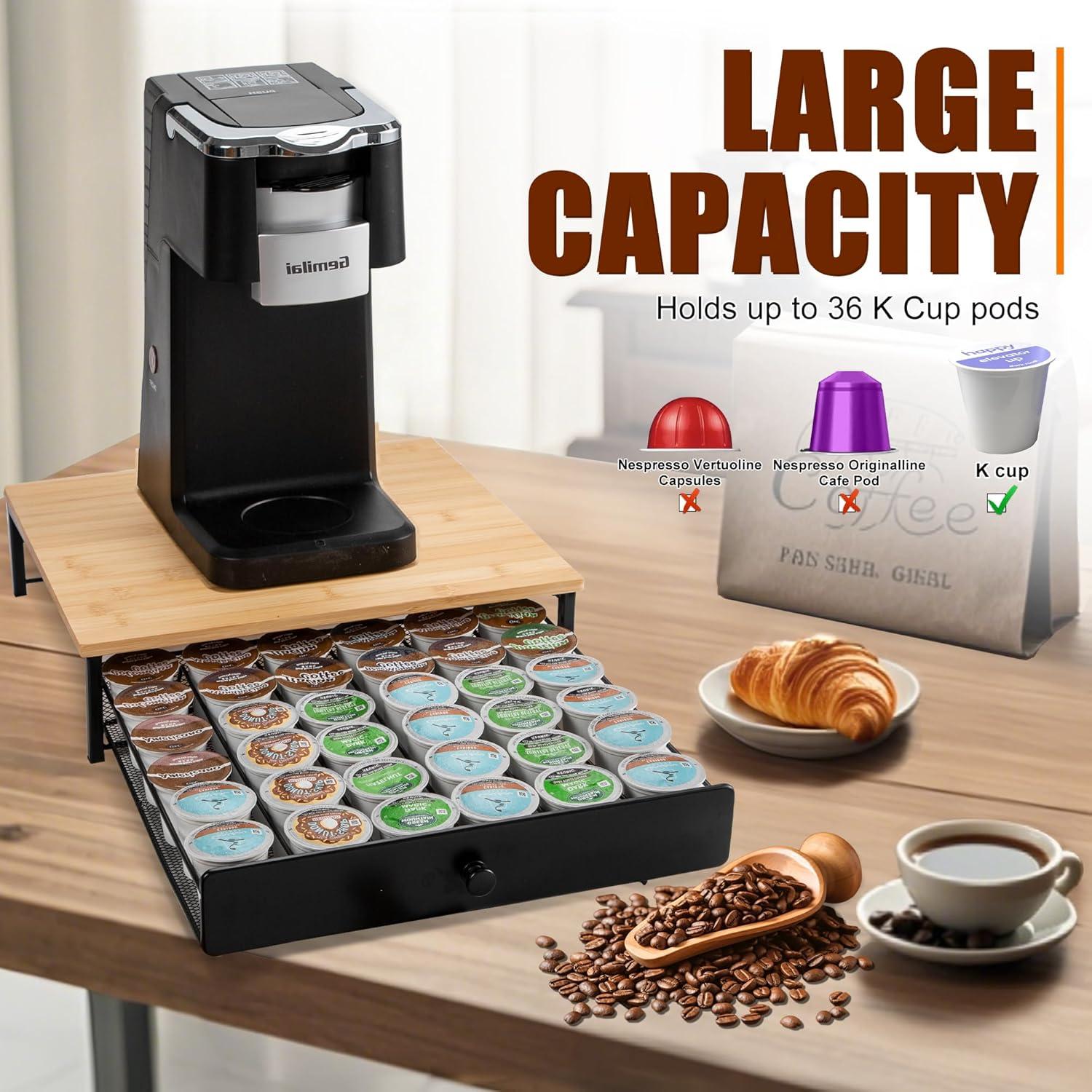 Soporte de Cajón para 36 Cápsulas de Café ROWISE de Bambú