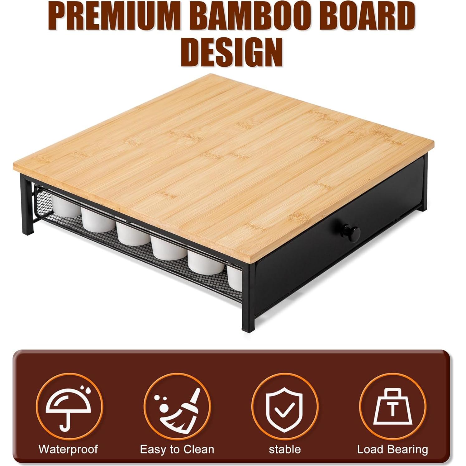 Soporte de Cajón para 36 Cápsulas de Café ROWISE de Bambú