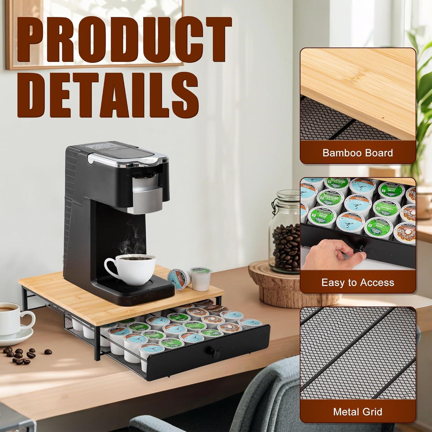 Soporte de Cajón para 36 Cápsulas de Café ROWISE de Bambú