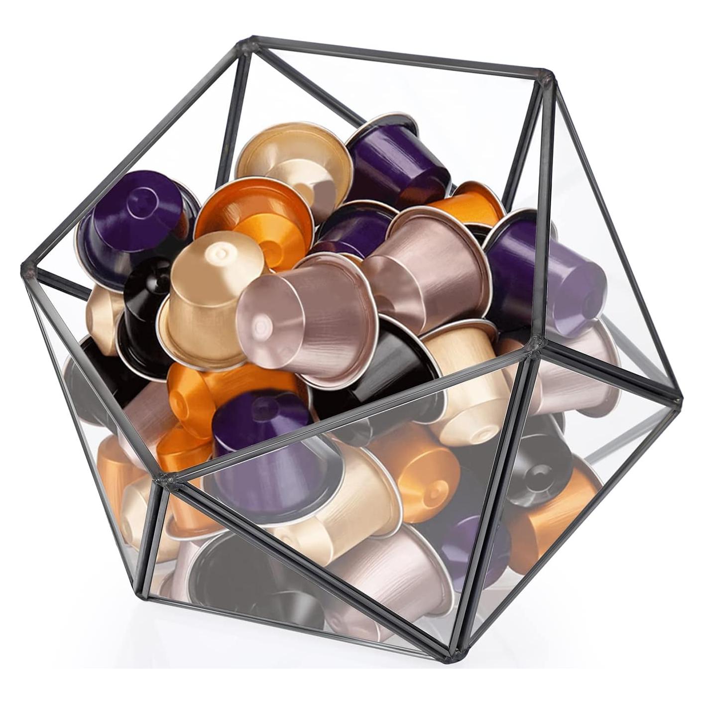 Soporte de cápsulas de café ELLDOO de vidrio negro 21x18 cm